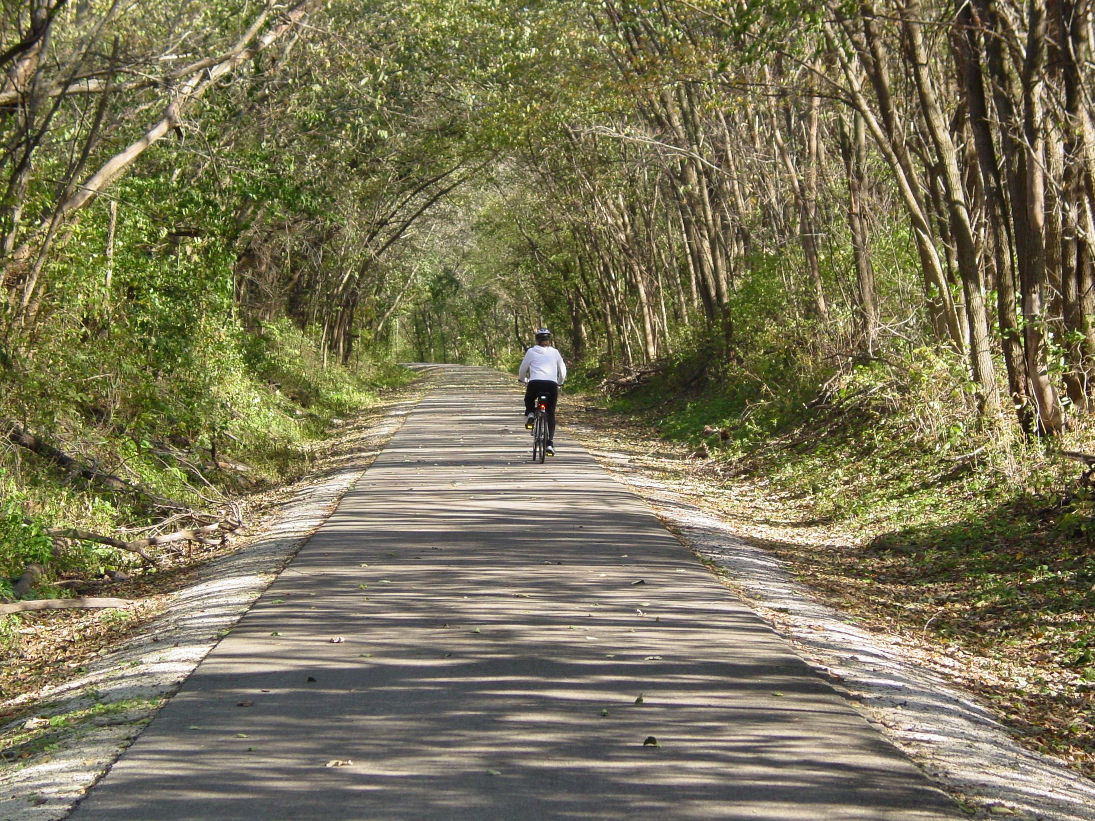 Biker enjoying a ride on the Chichaqua Valley Trail. Photo by Polk County.