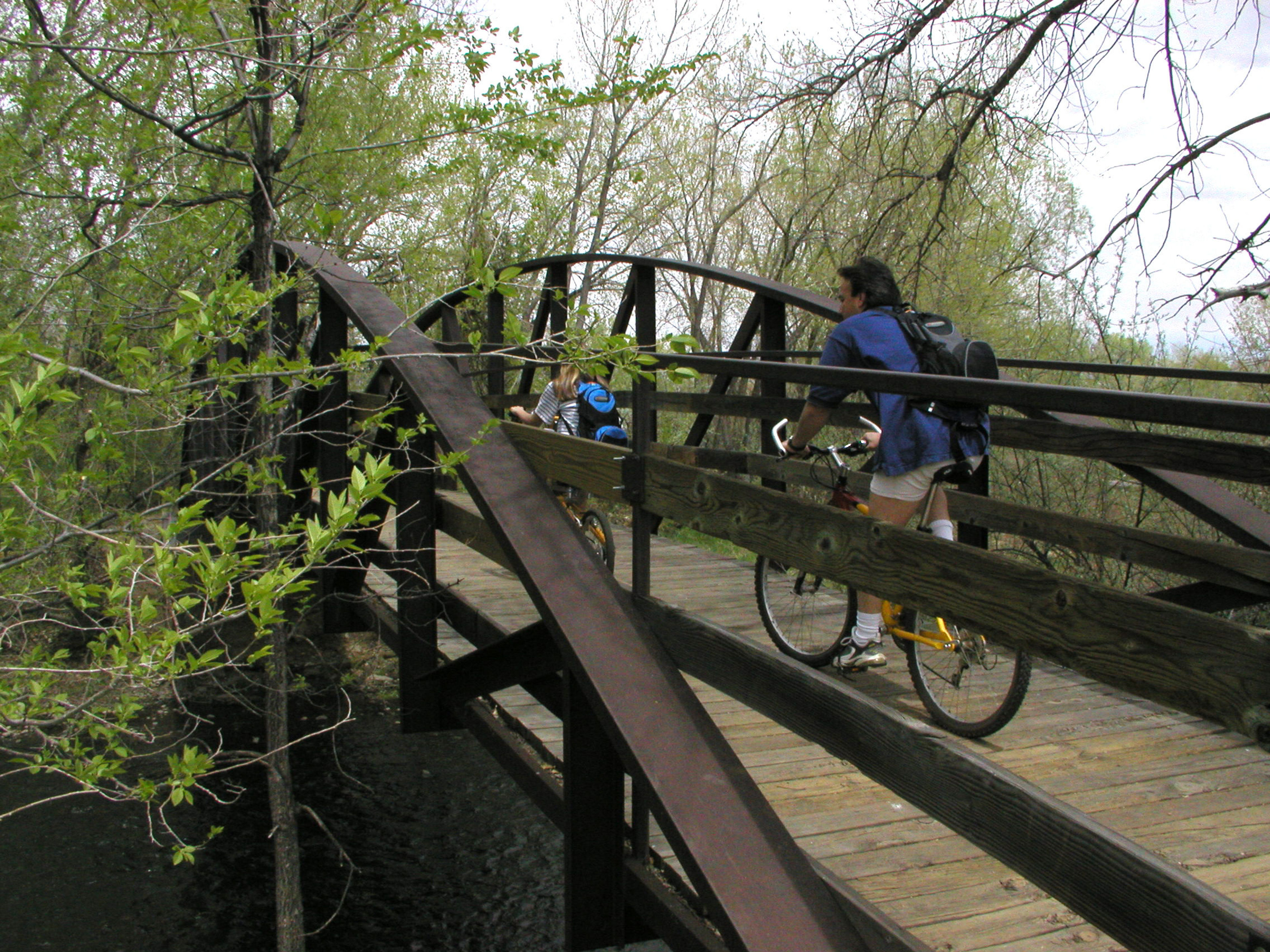 Bikers on bridge. Photo by Margaret Paget.