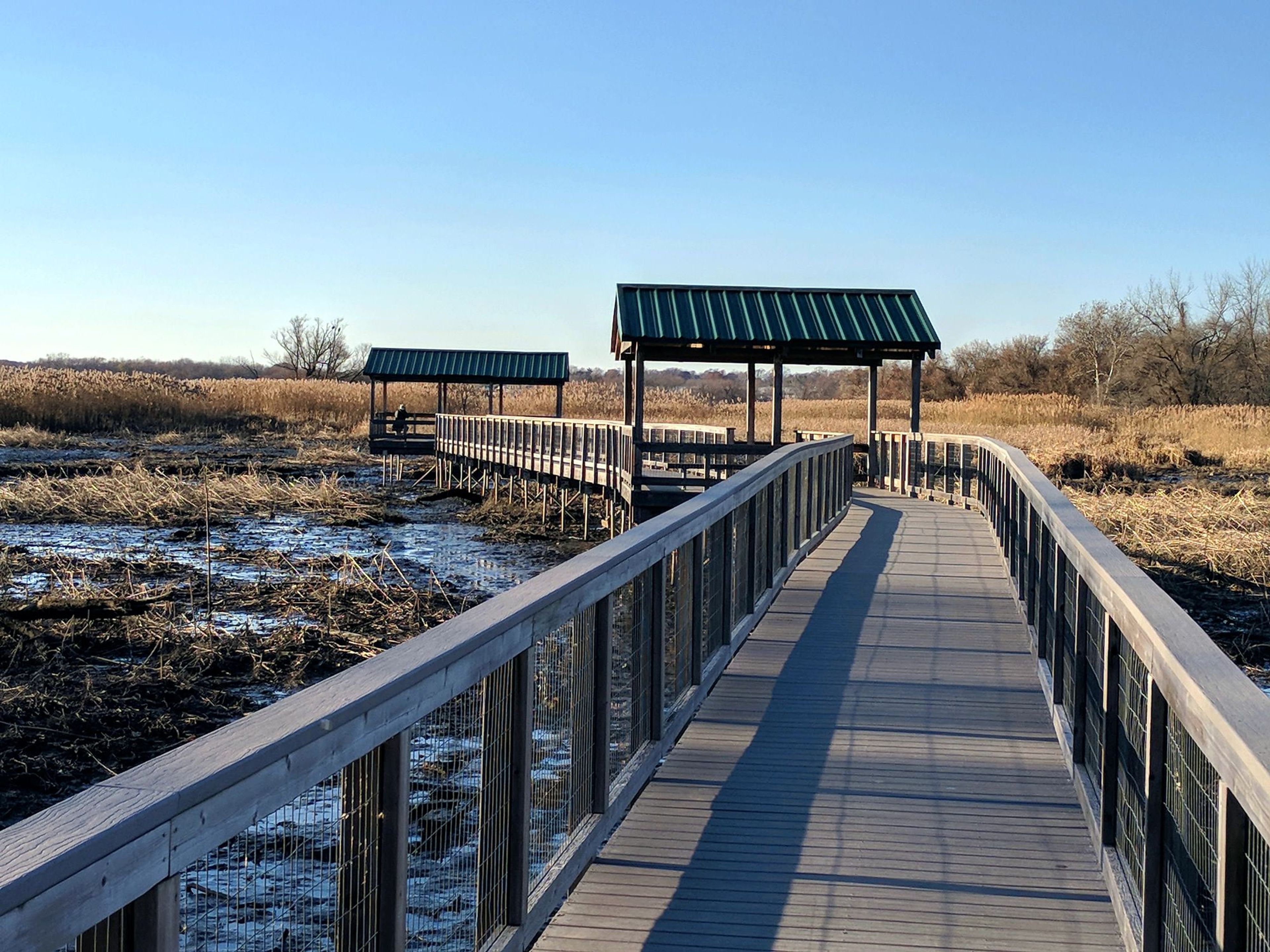 Wildlife observation deck on the East Impoundment Trail.  12-1-2017. Photo by Jim Walla.