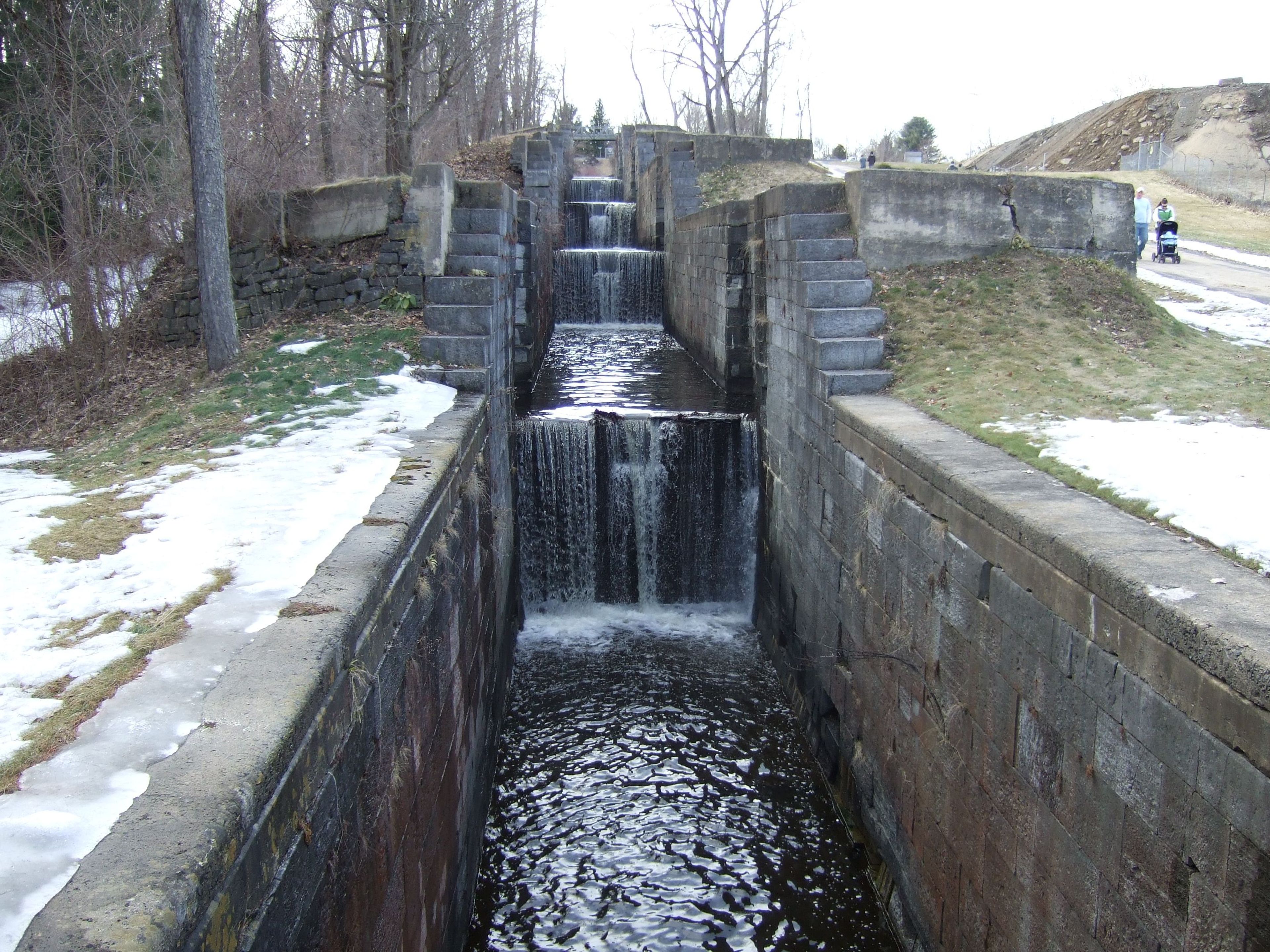 "The Flight" (today called "The Combine") is a series of five locks on the old Glens Falls Feeder Canal. Photo by Planmeister.