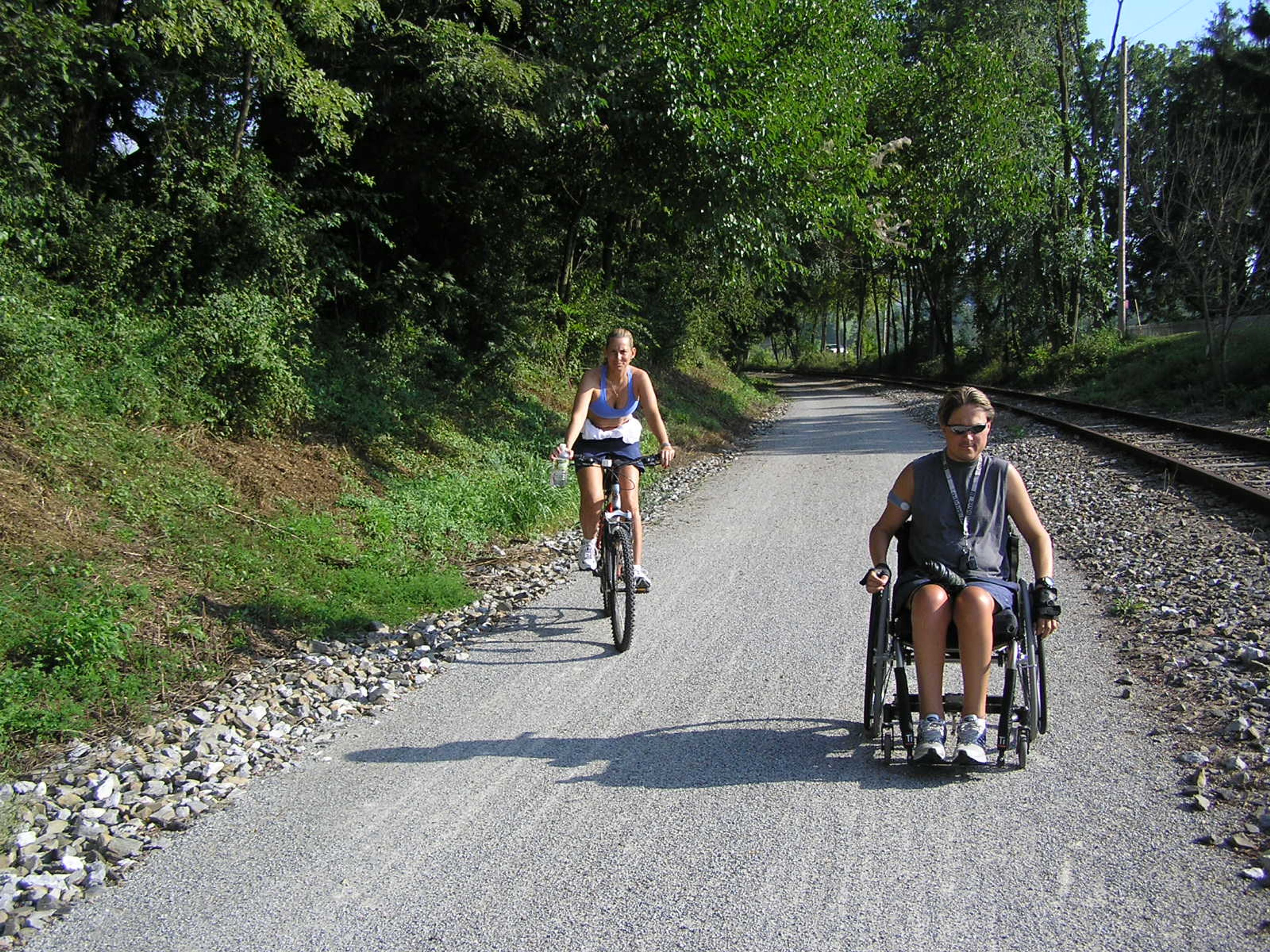 ADA compliance accommodates all user types on Heritage Rail Trail. Photo by Carl R. Knoch.