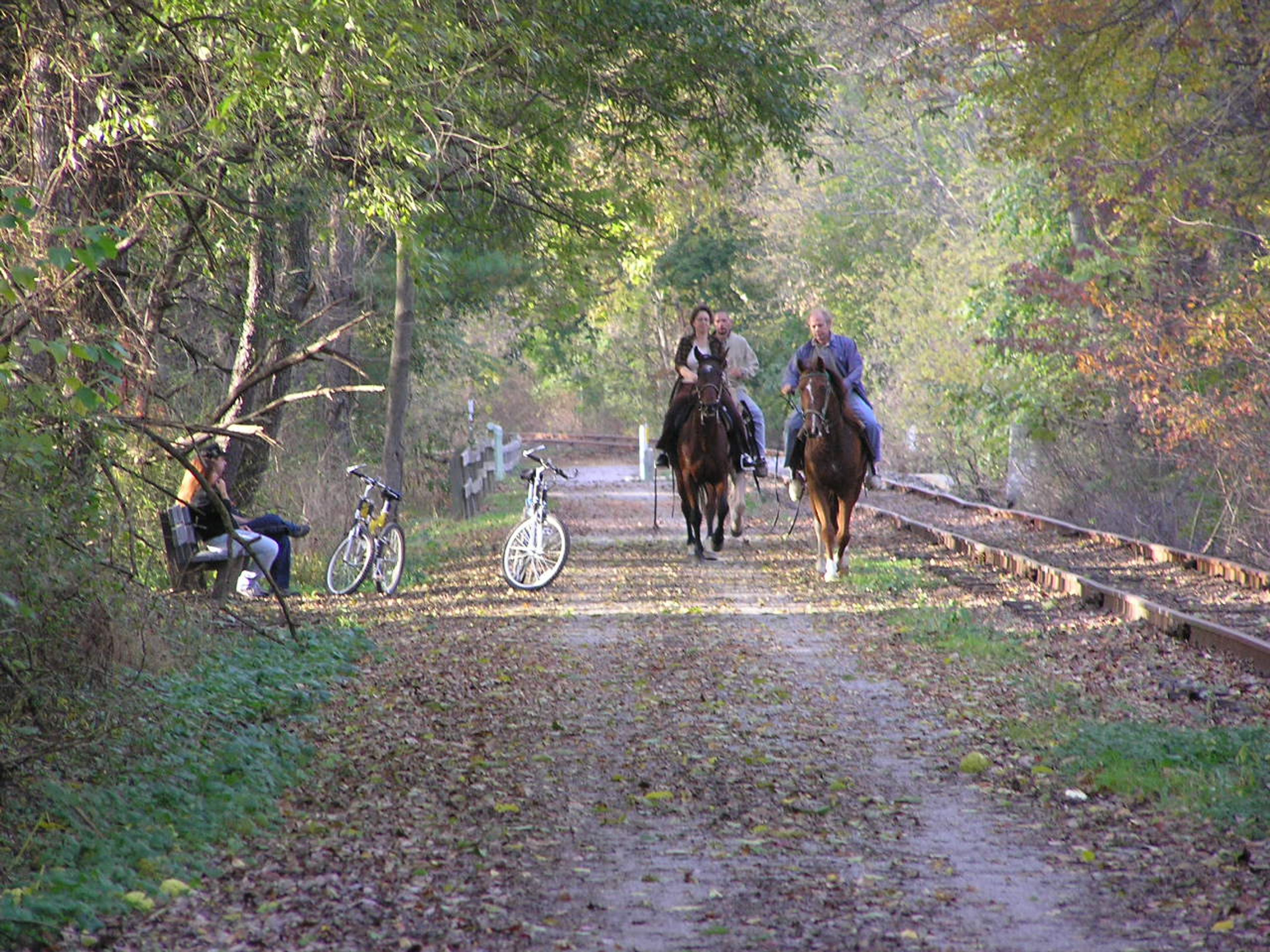 Equestrians and cyclists share the Heritage Rail Trail. Photo by Carl R. Knoch.