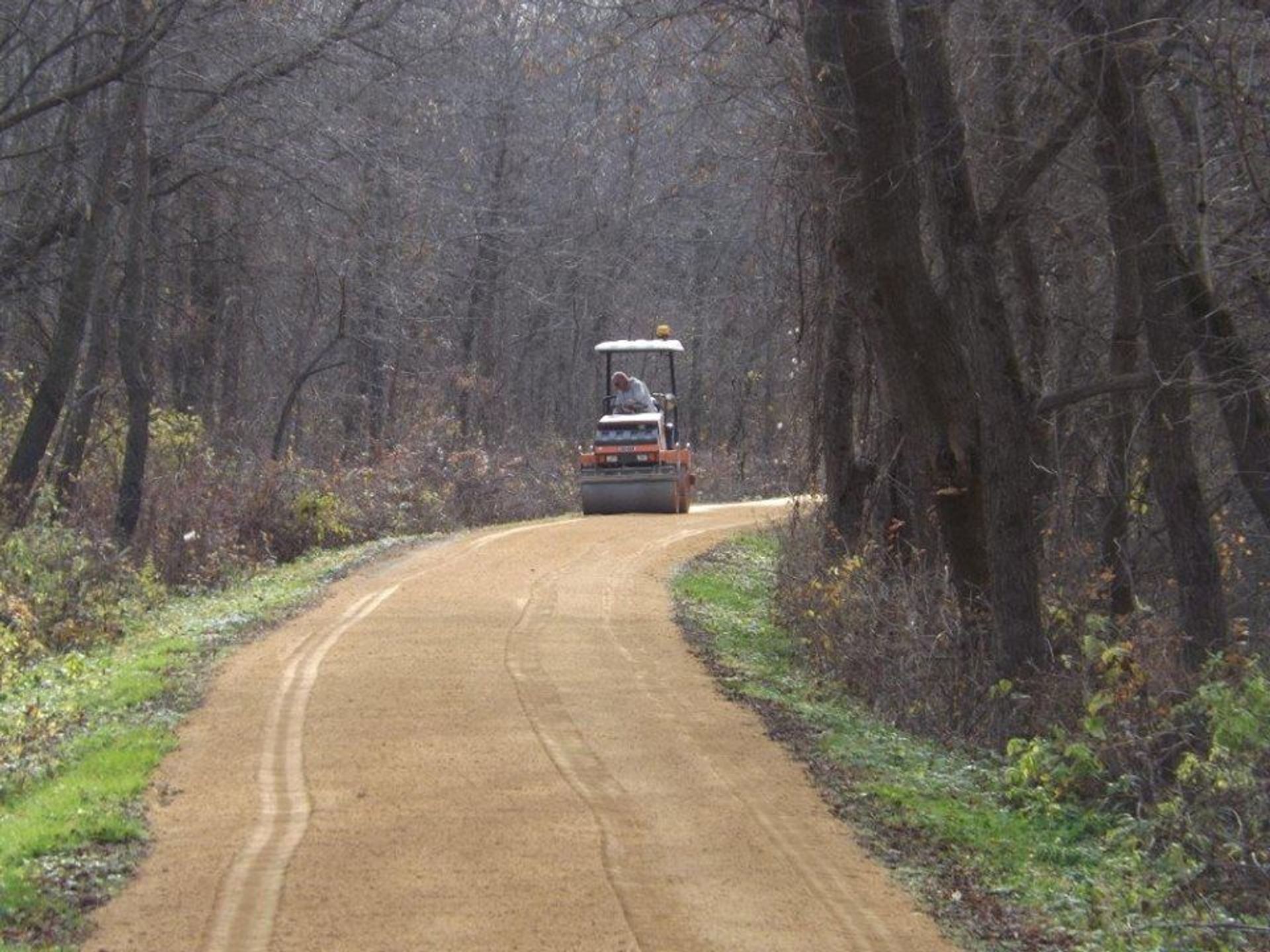 The trail gets a  6 mile new limestone surface every year. Photo by Heritage Trail Dubuque.