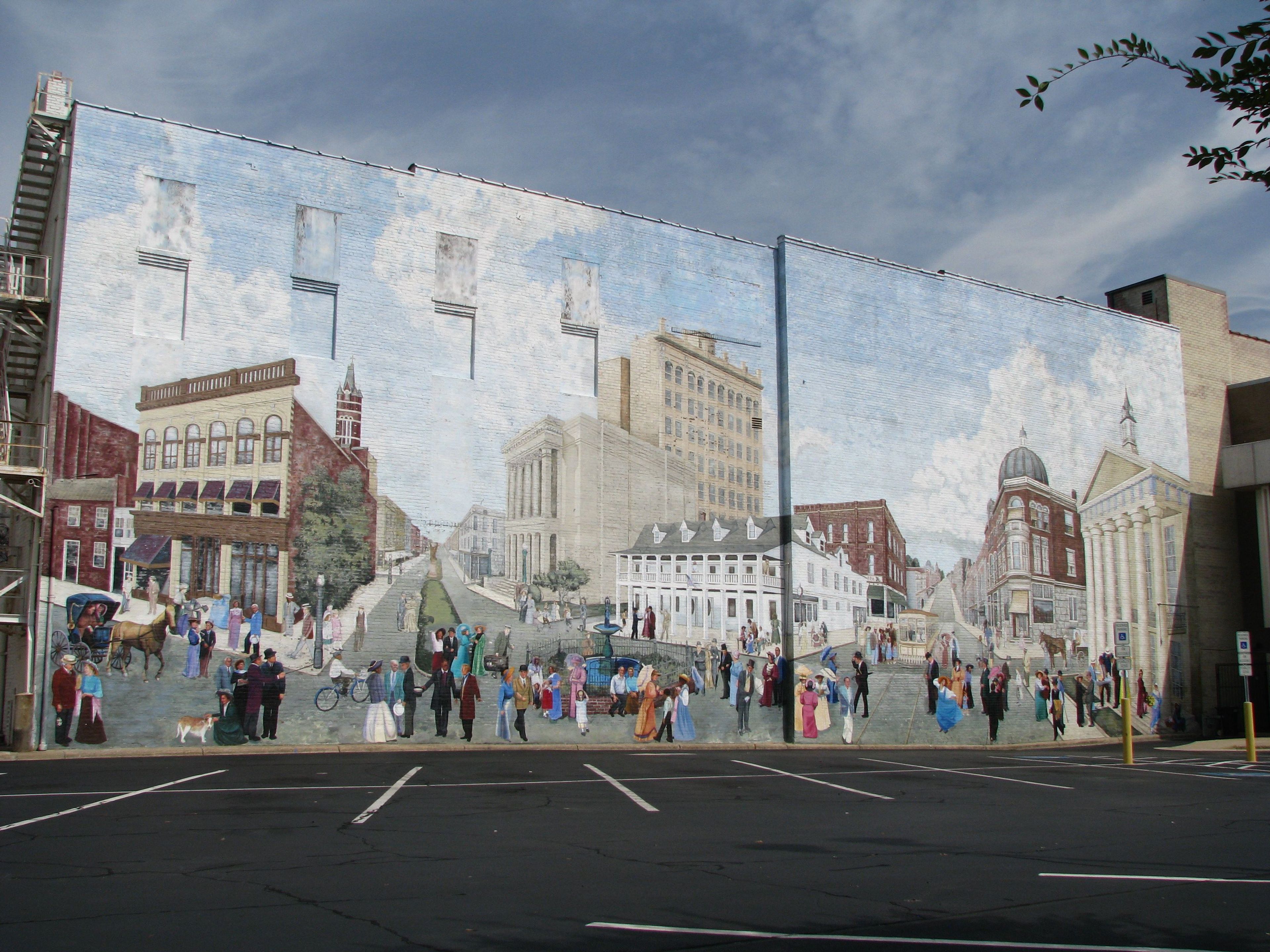 Mural in Salisbury Historic District. Photo by Ncpappy creative commons.