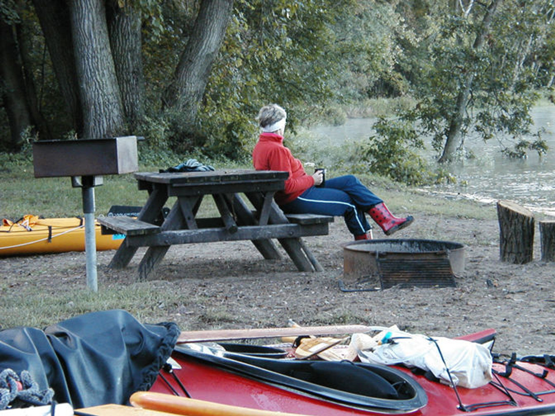 Shoreline campsite on Hudson River Greenway Water