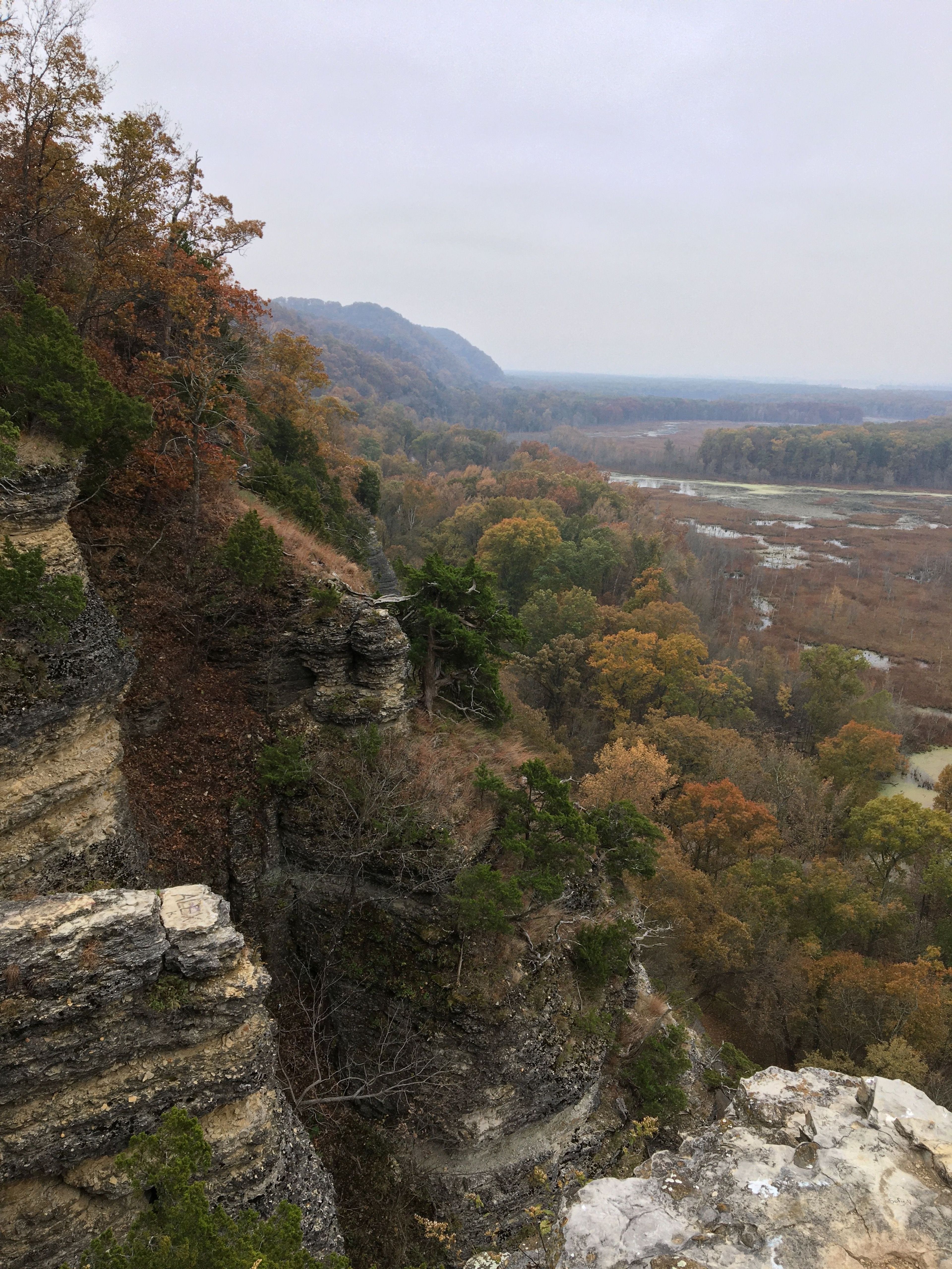 The upper portion of the trail travels atop the statuesque limestone bluffs. Photo by Donna Kridelbaugh.