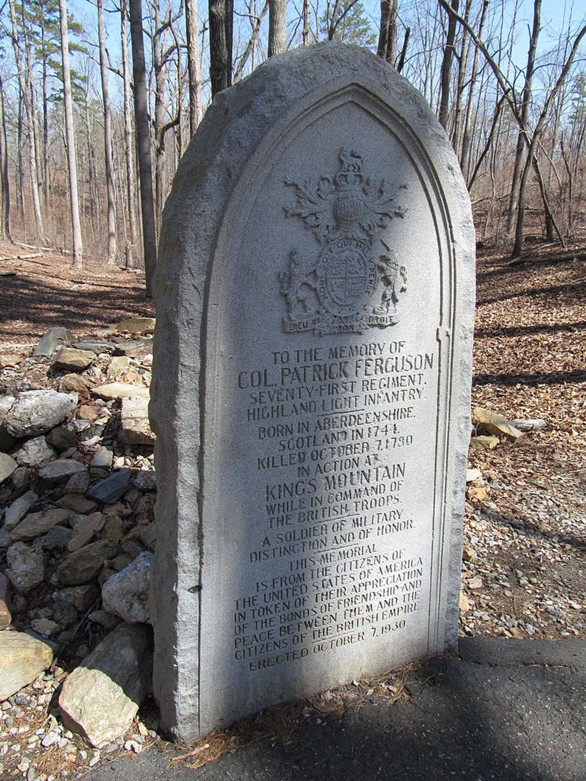 Col. Patrick Ferguson memorial. Photo by Doug Kerr/wiki.