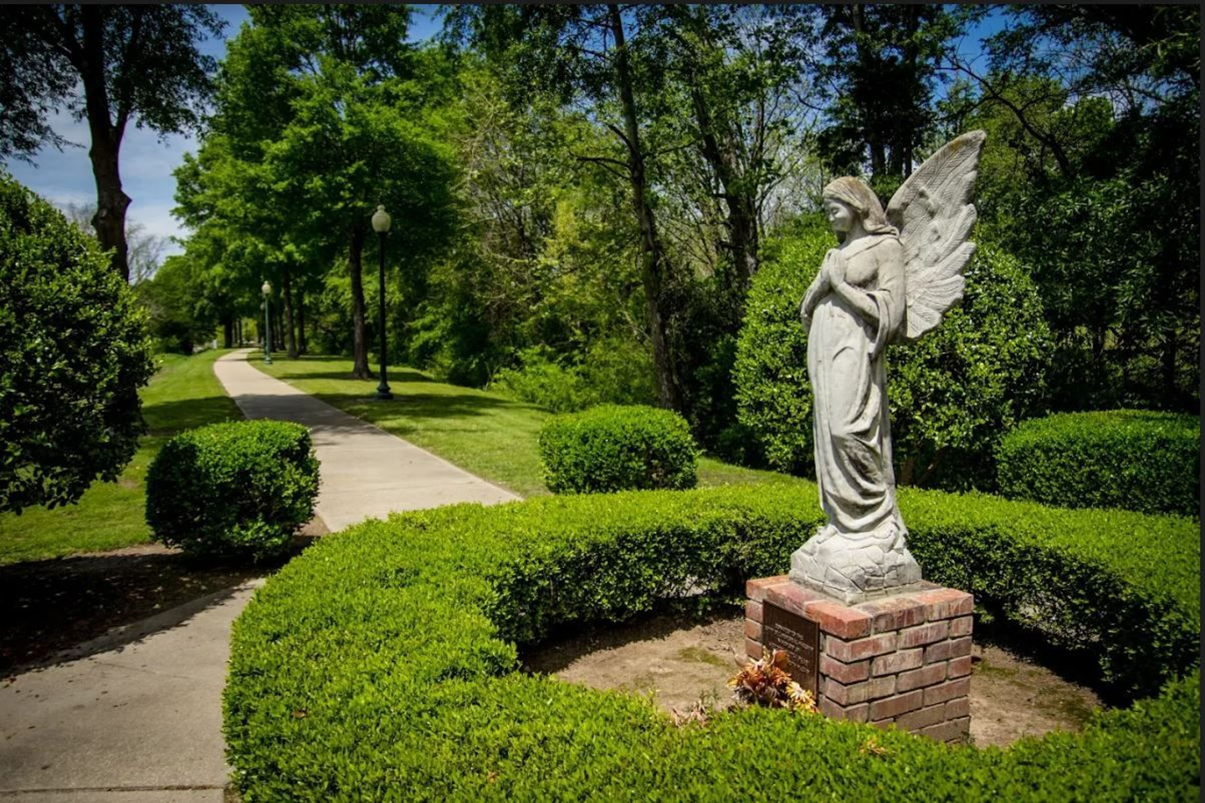 Landscape and statuary along the Kitty Dill Memorial Parkway. Photo by West Point Main Street.