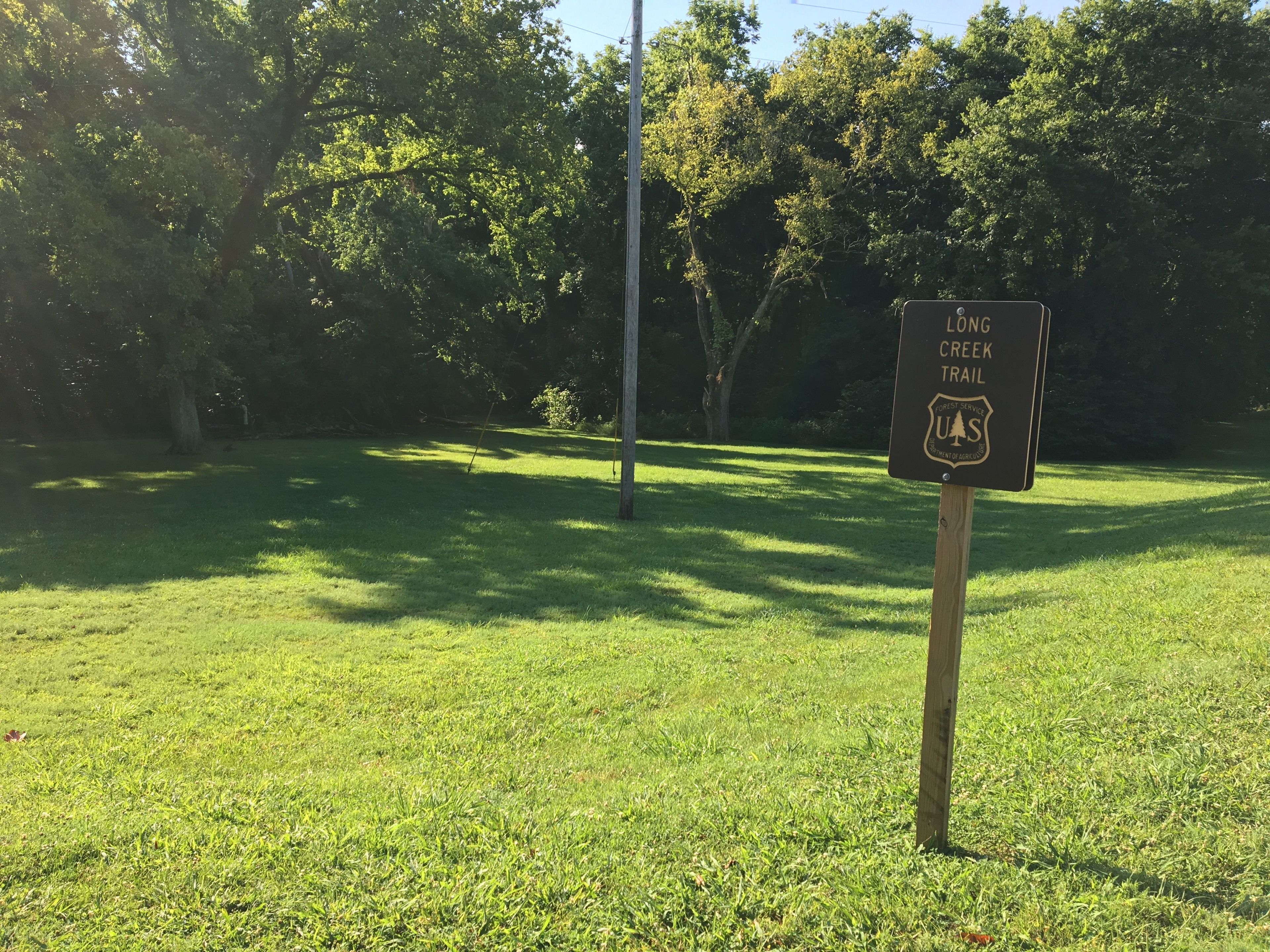 Entrance to parking area for Long Creek Trail. Photo by Donna Kridelbaugh.