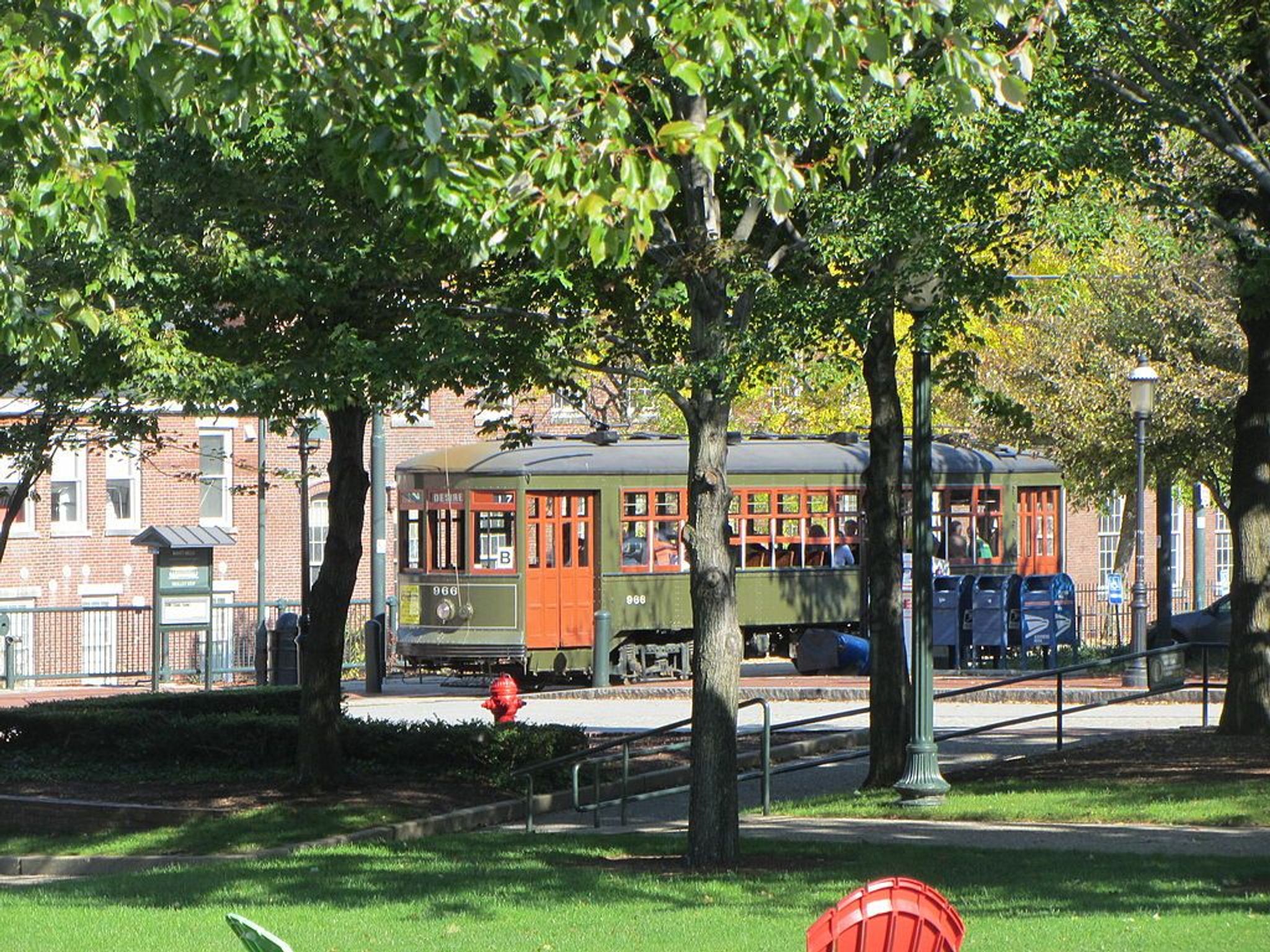 Streetcar in Lowell National Historic Park. Photo by David Wilson wiki.