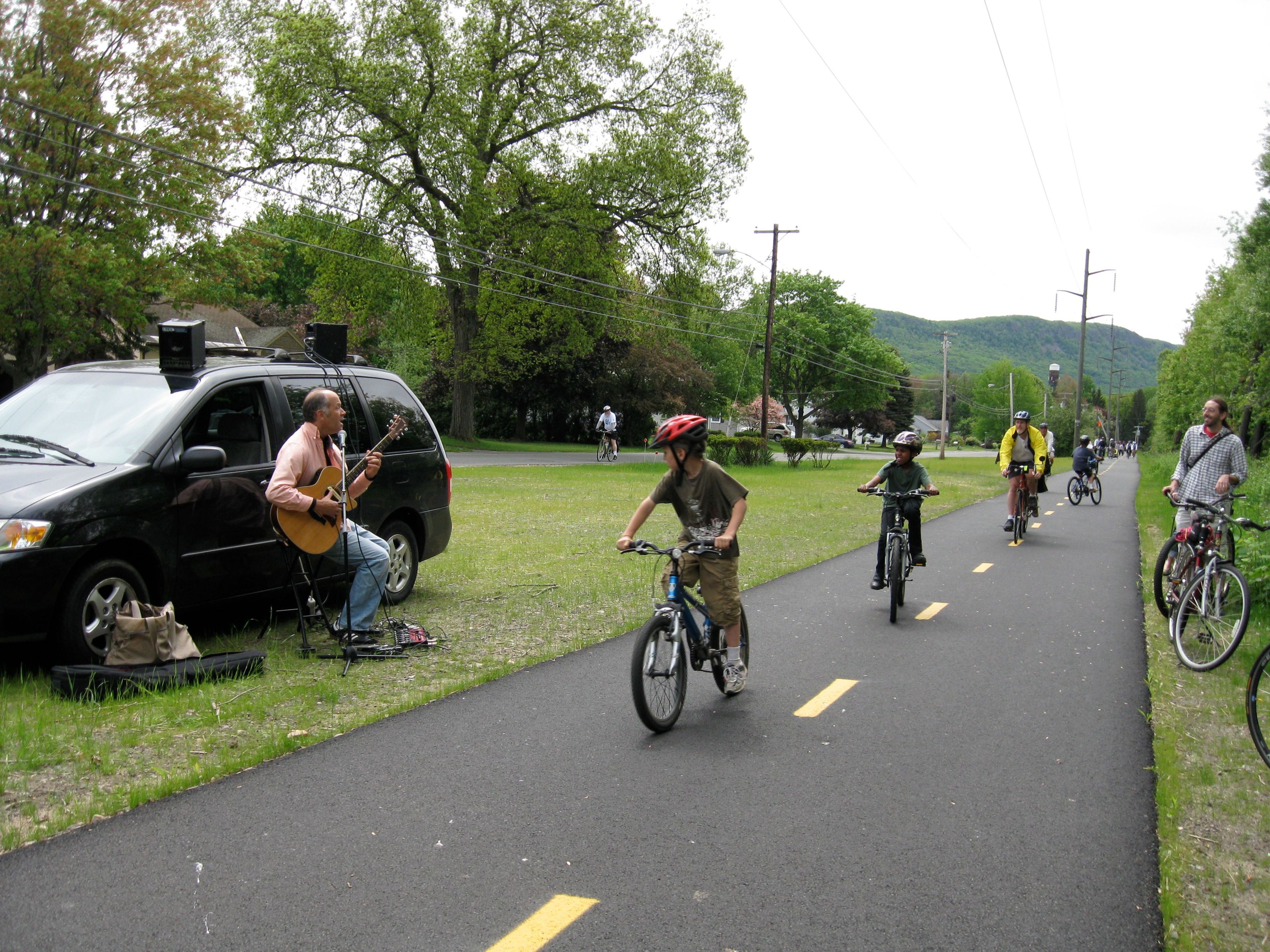 Photo of arts event celebrating the opening of the connection of the Manhan Rail Trail in Easthampton to the trail system in Northampton.