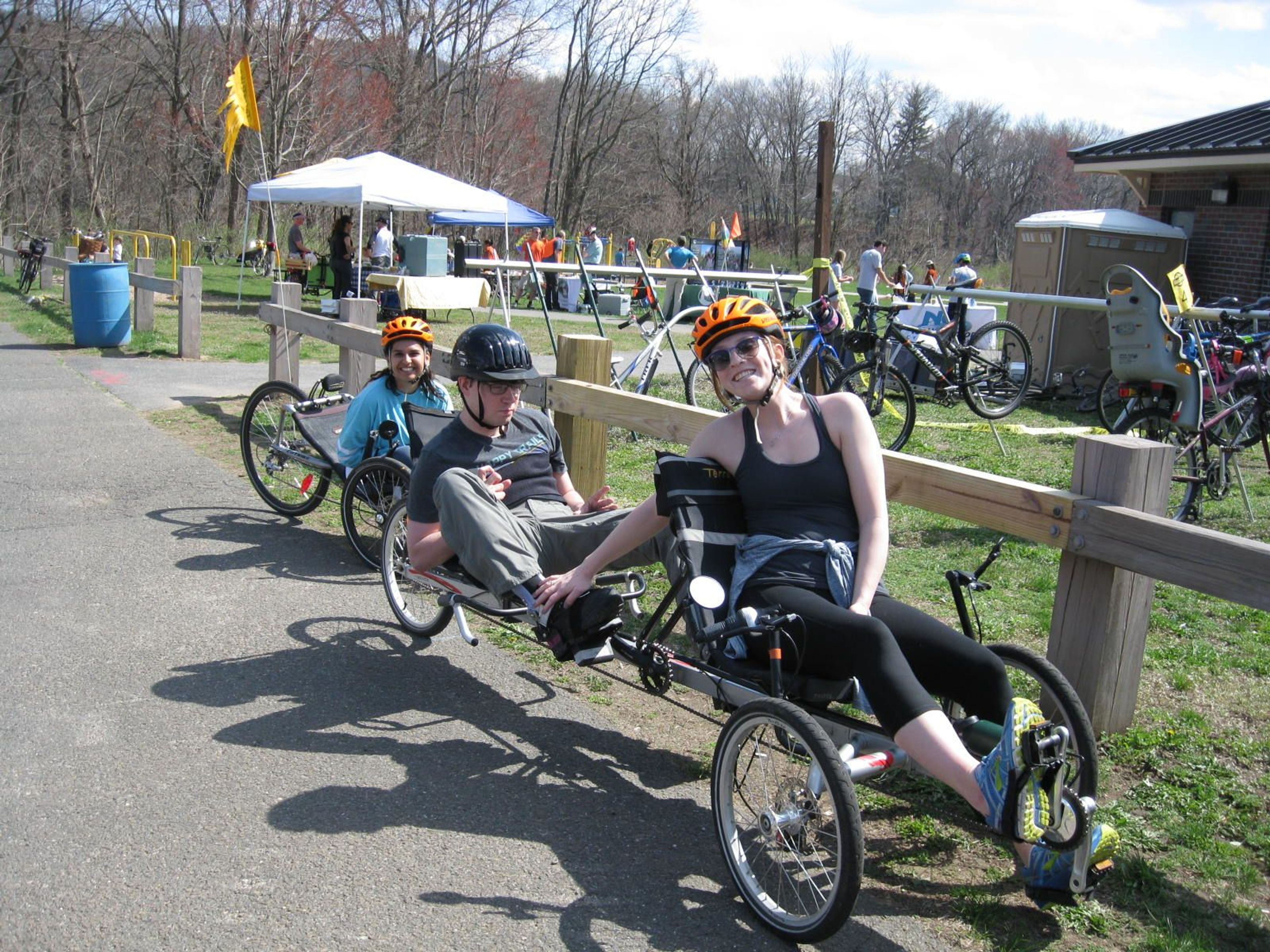 Adaptive cycles used on the Manhan Rail Trail to improve accessibility for users with varying abilities.