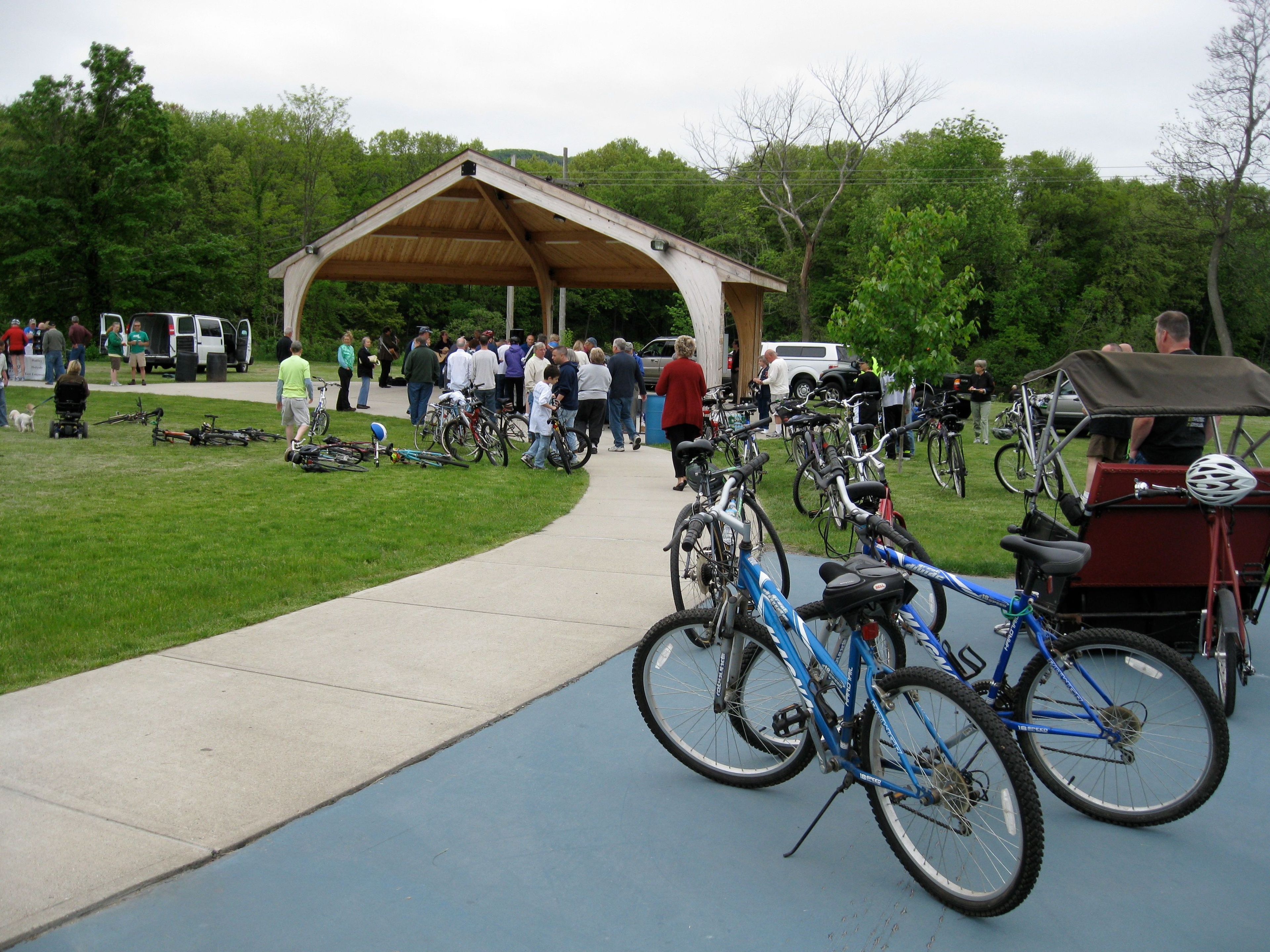 An arts event held at a trail-side park along the Manhan Rail Trail in Easthampton, Massachusetts