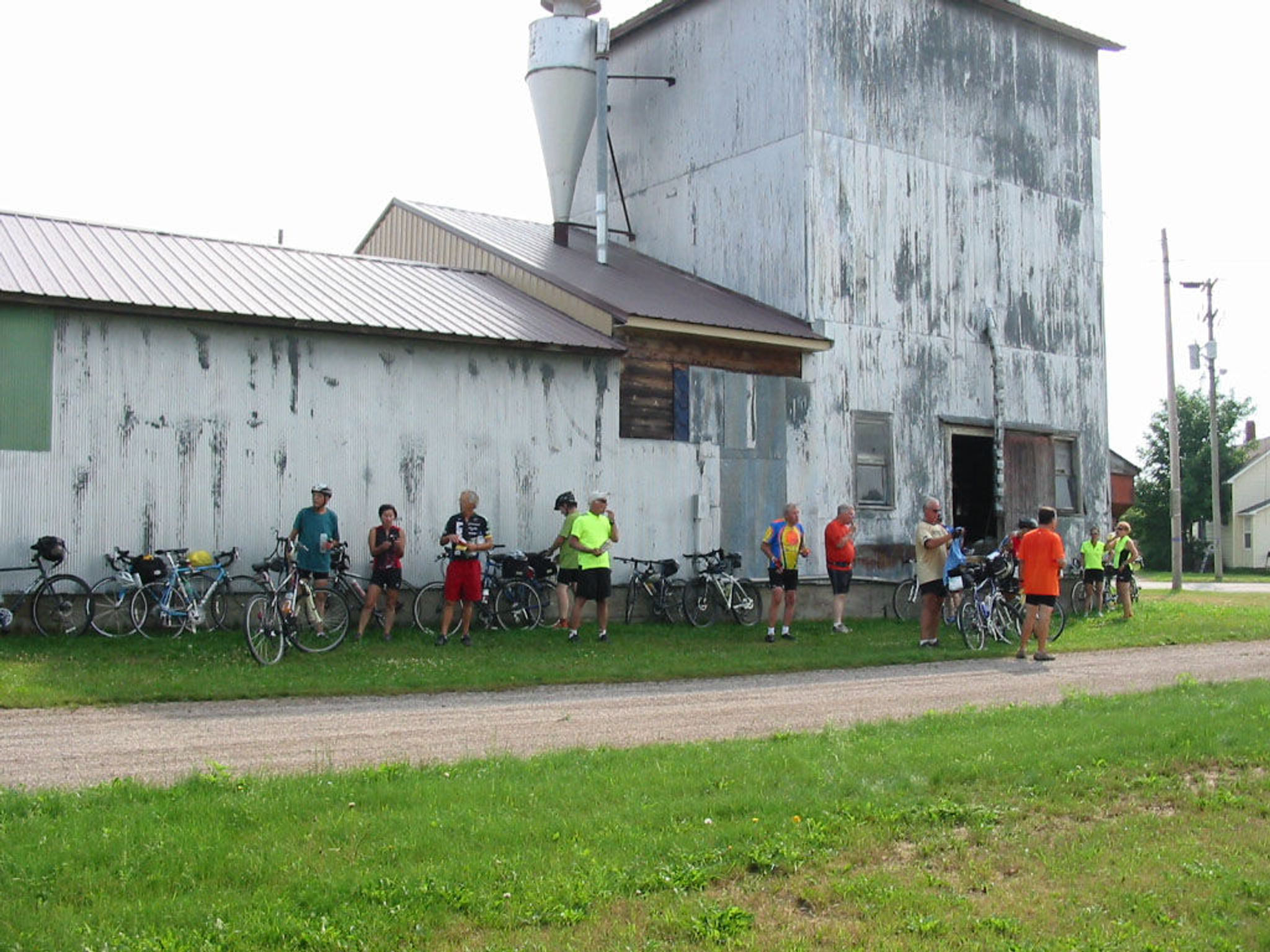 The Michigander bike tour stops for a break along