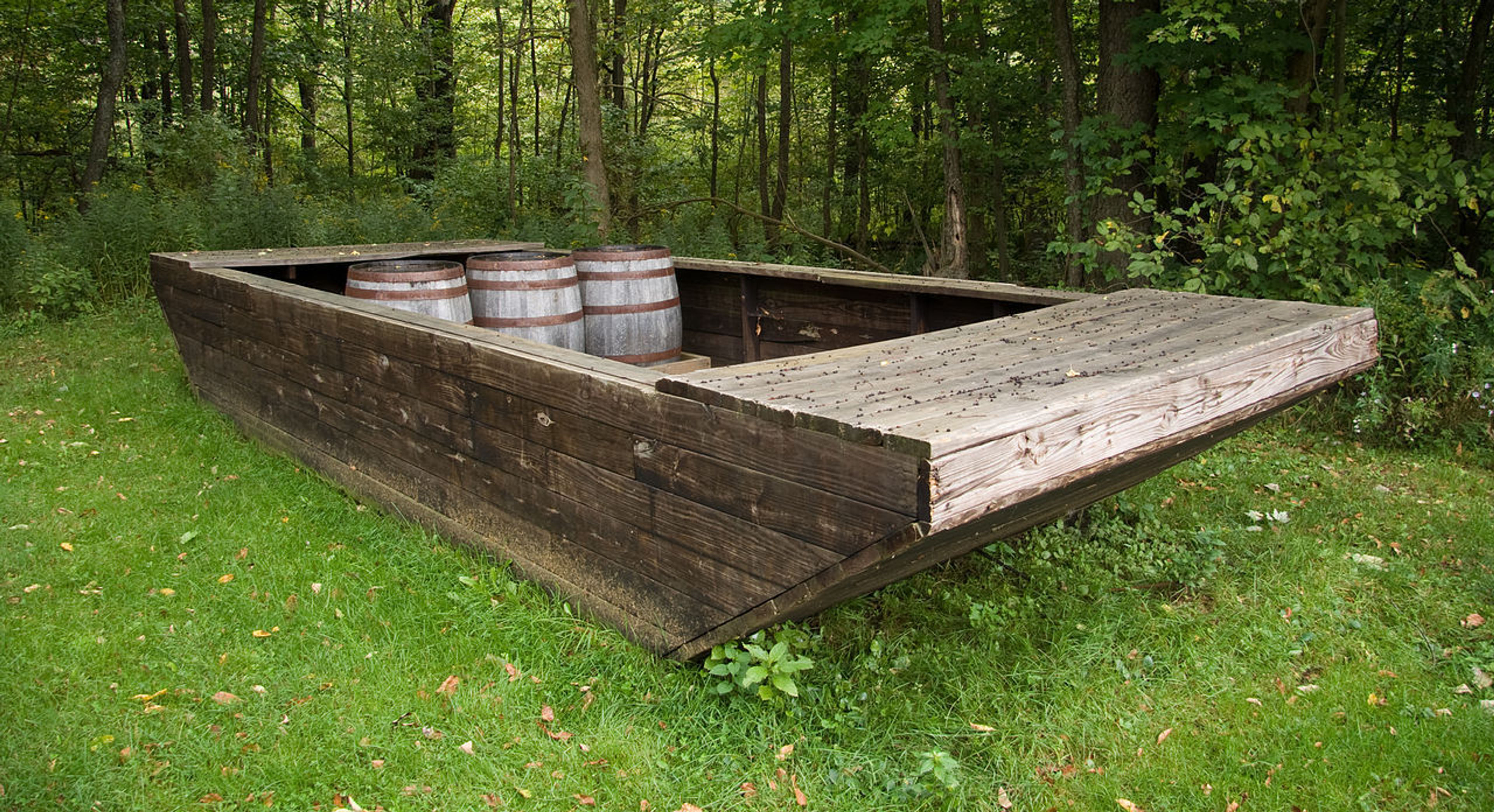 Barges like this were filled with barrels of oil and floated down Oil Creek. Photo by Jason Pratt.