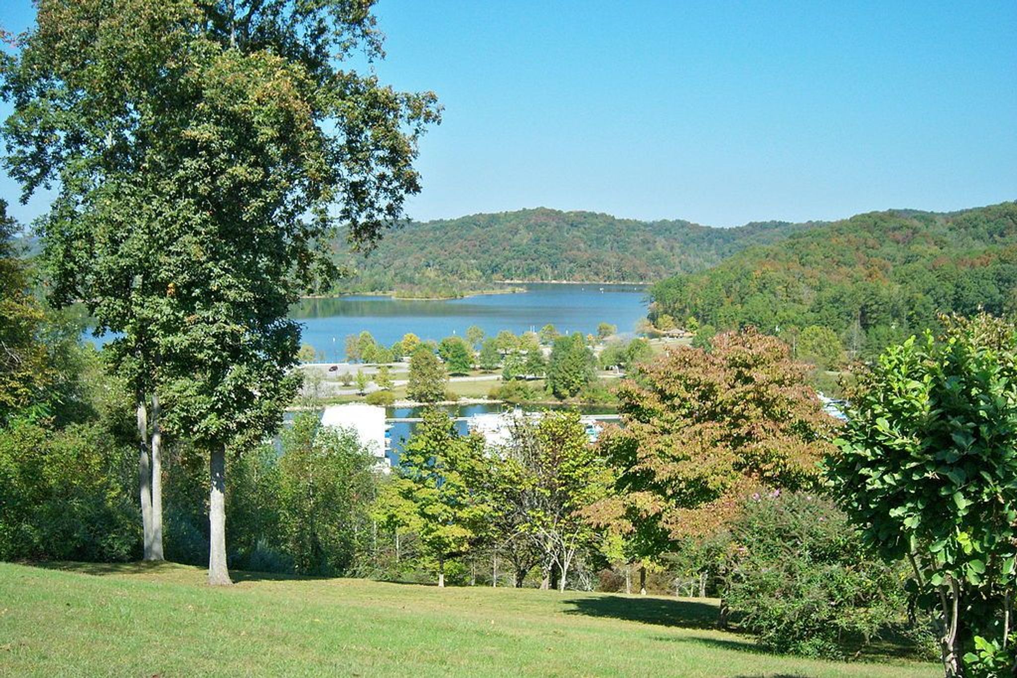 View of Paintsville Lake and Rocky Knob Recreation Area from park ranger station. Photo by Wikicommons.