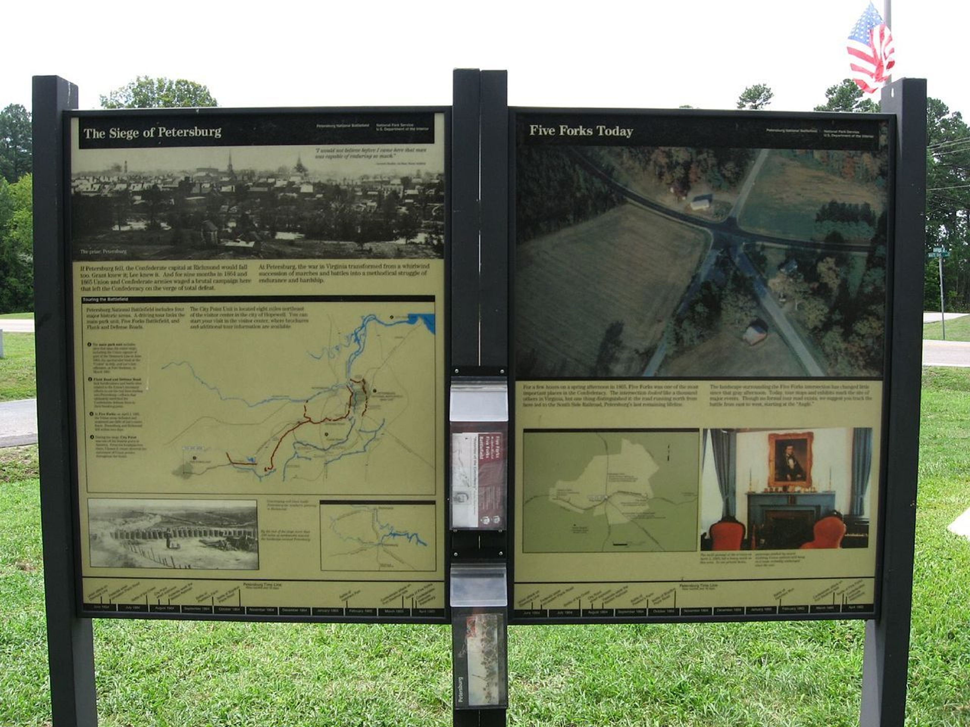 The Battle of Five Forks interpretive sign. Photo by Ken Lund.