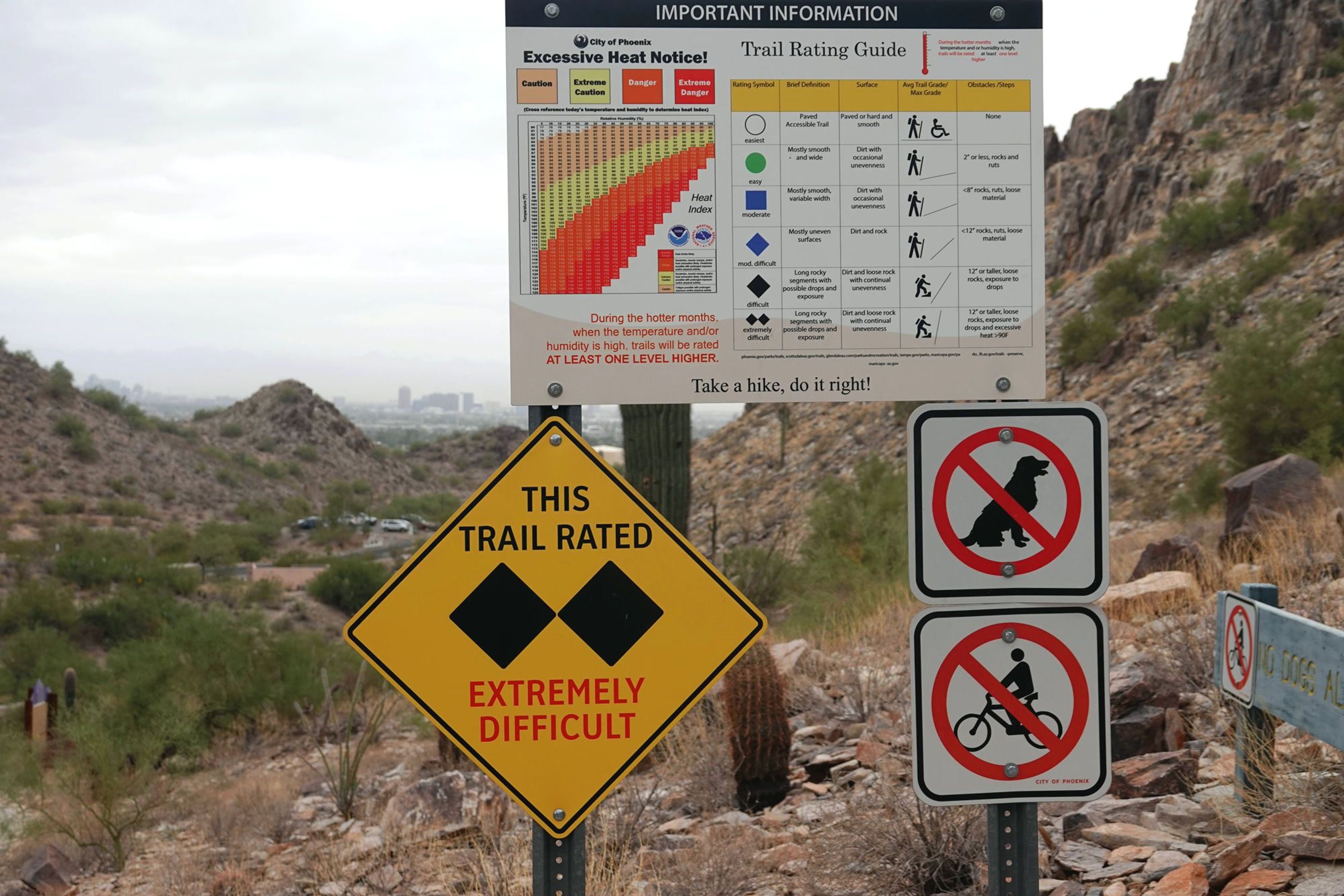 Piestewa Peak - trailhead sign. Photo by Jim Walla.