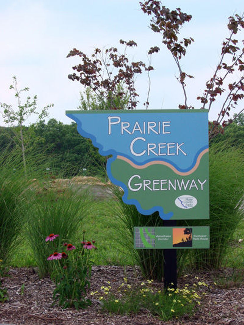 Prairie Creek Greenway Entrance Sign.