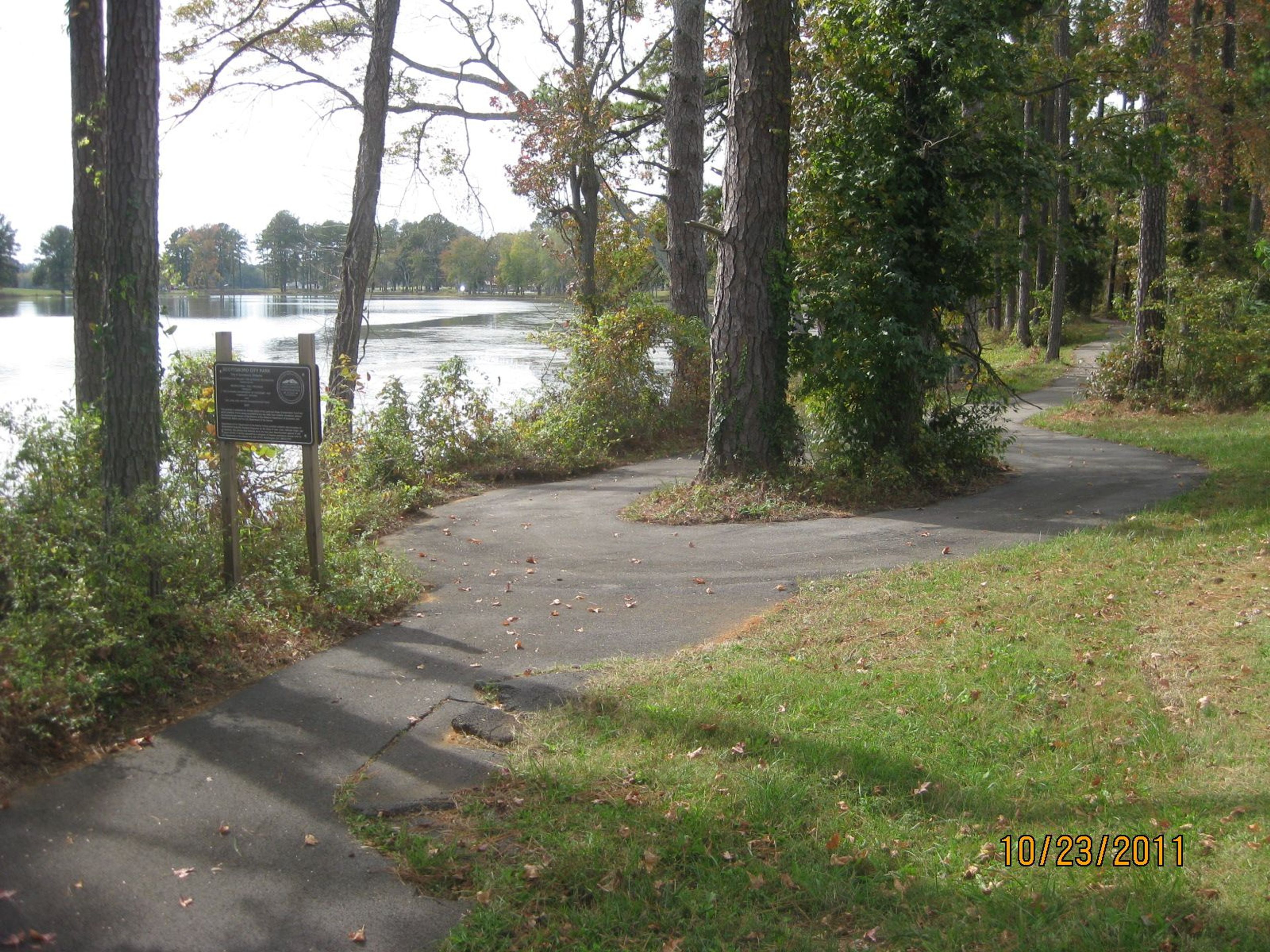 Looking back on trail and water