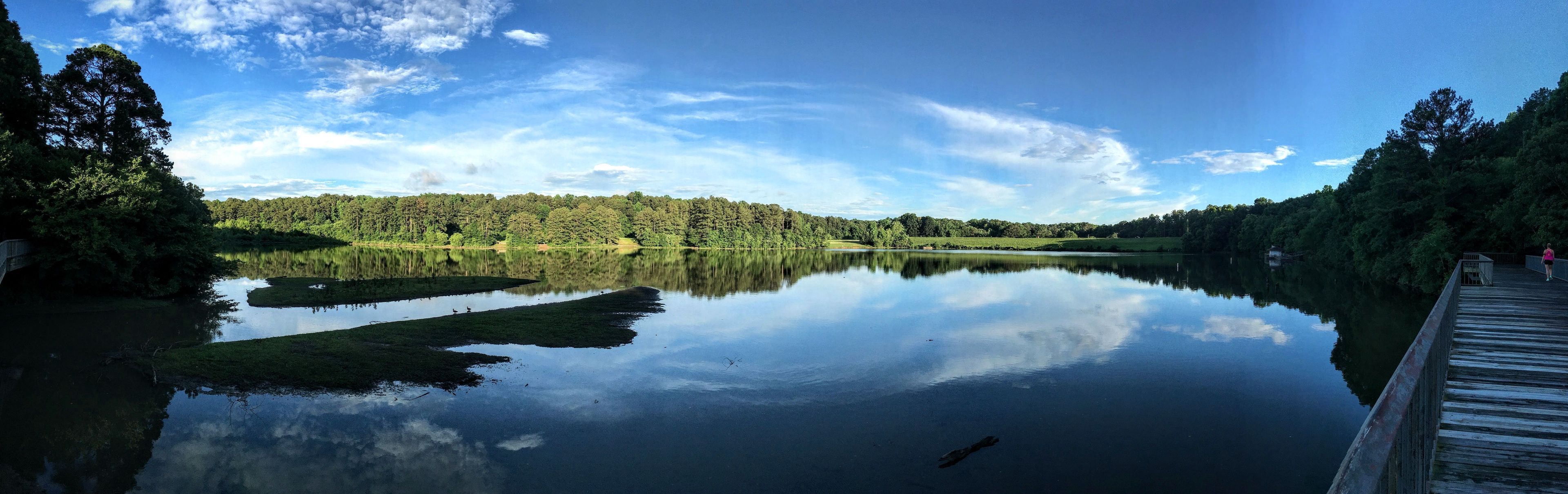 Photo from the bridge side, part of the path around the lake. Photo by Martin Brossman.