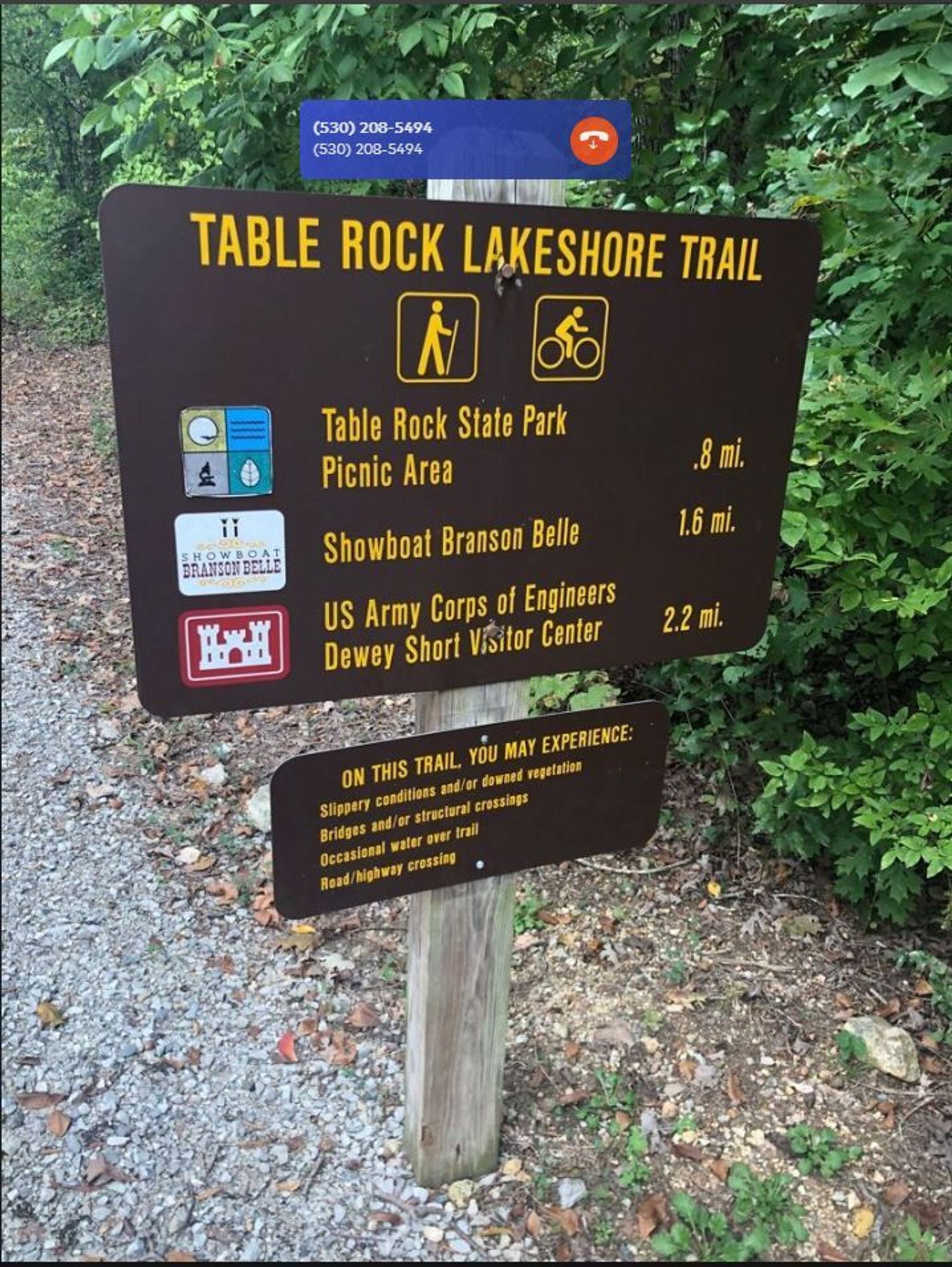 Table Rock Shoreline Trail sign.