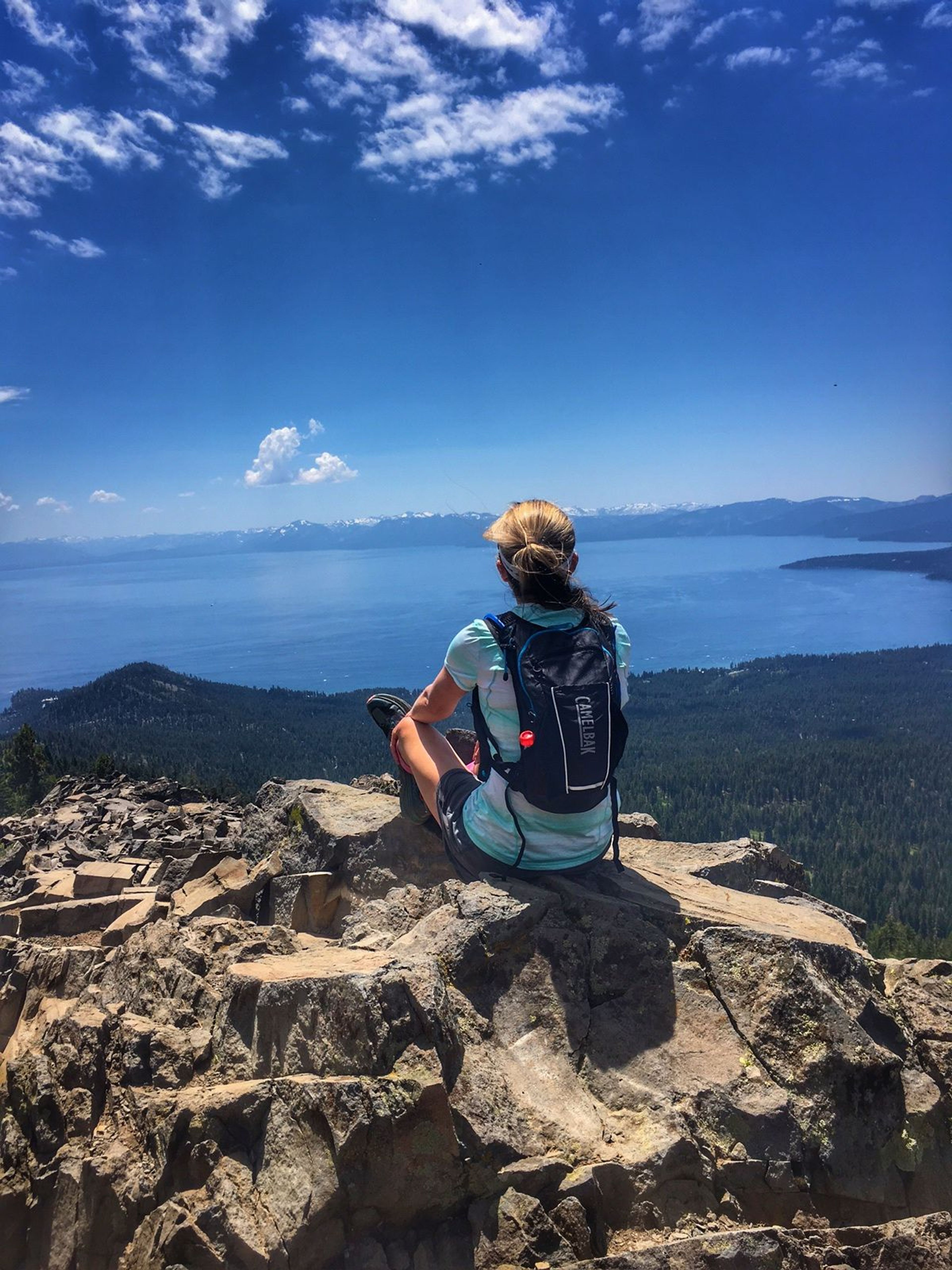 Jenelle Potvin on the Tahoe Rim Trail running home to Truckee. Photo by Lucas Horan.