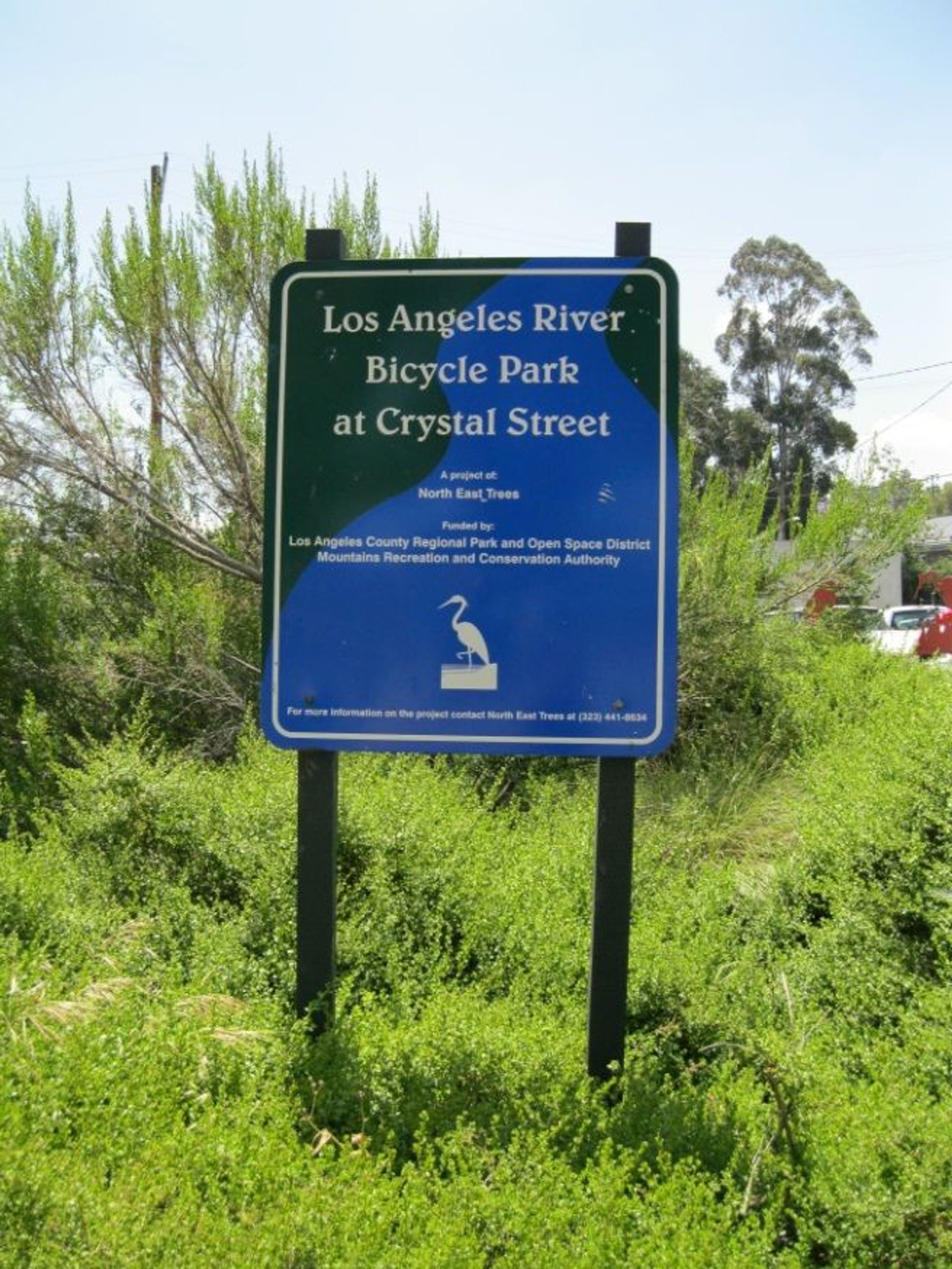 LA River Trail Sign at Crystal Street Entrance