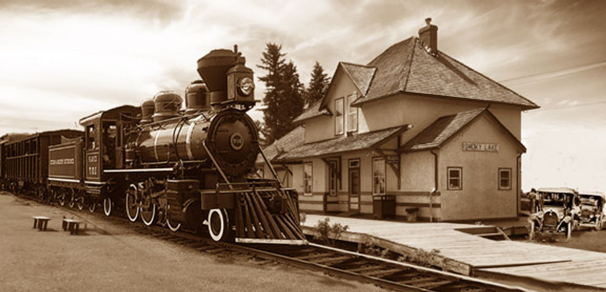 An early train at the Smoky Lake station