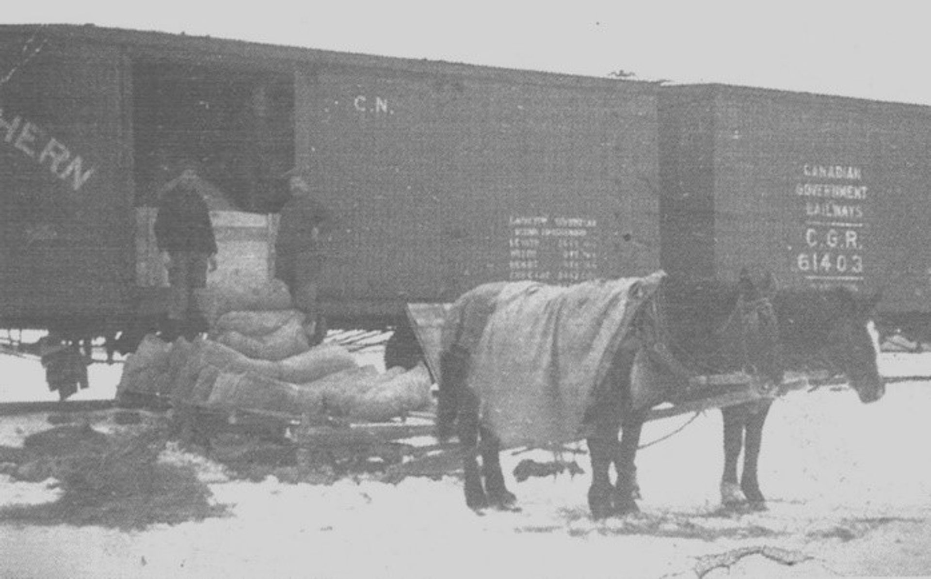 Loading Box car in Mallaig 1929