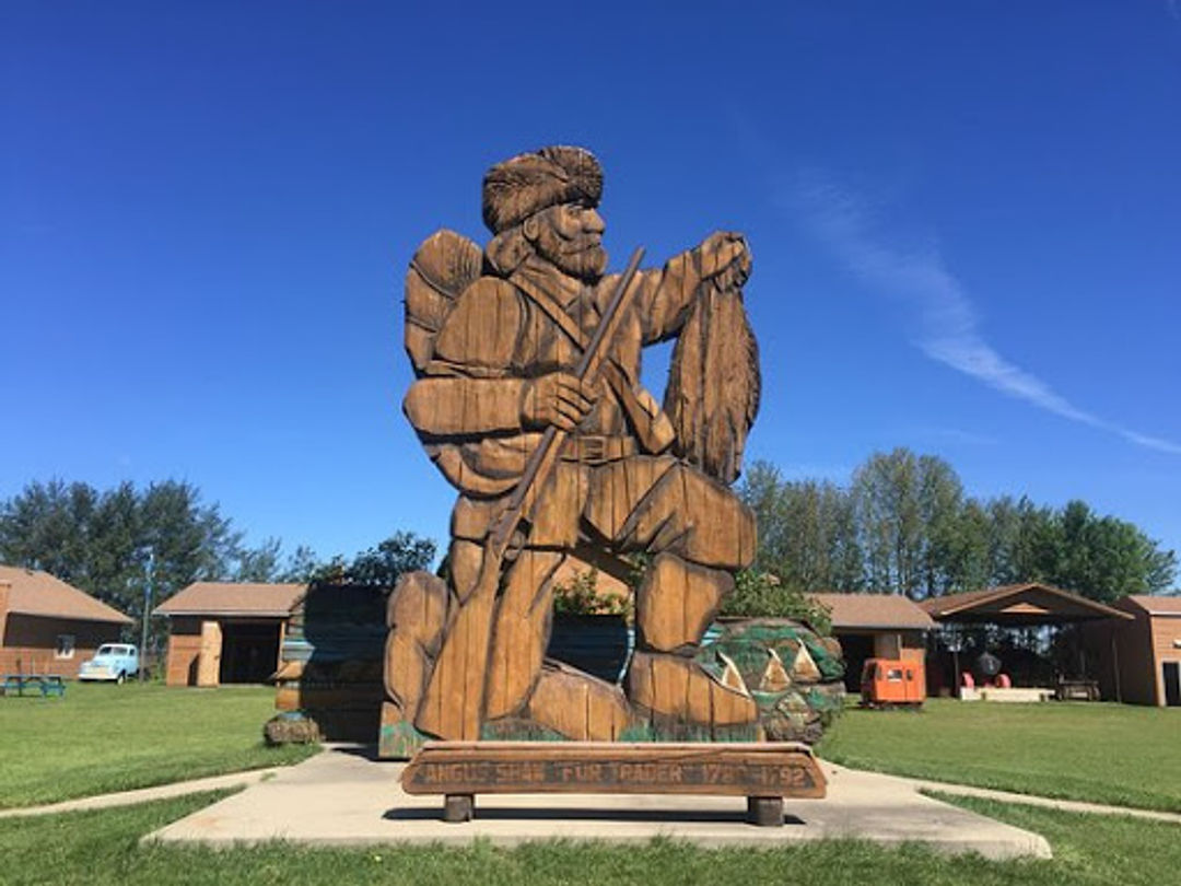 Peter Fidler Statue on Bonnyville Museum Grounds. Carved by Herman Poulin