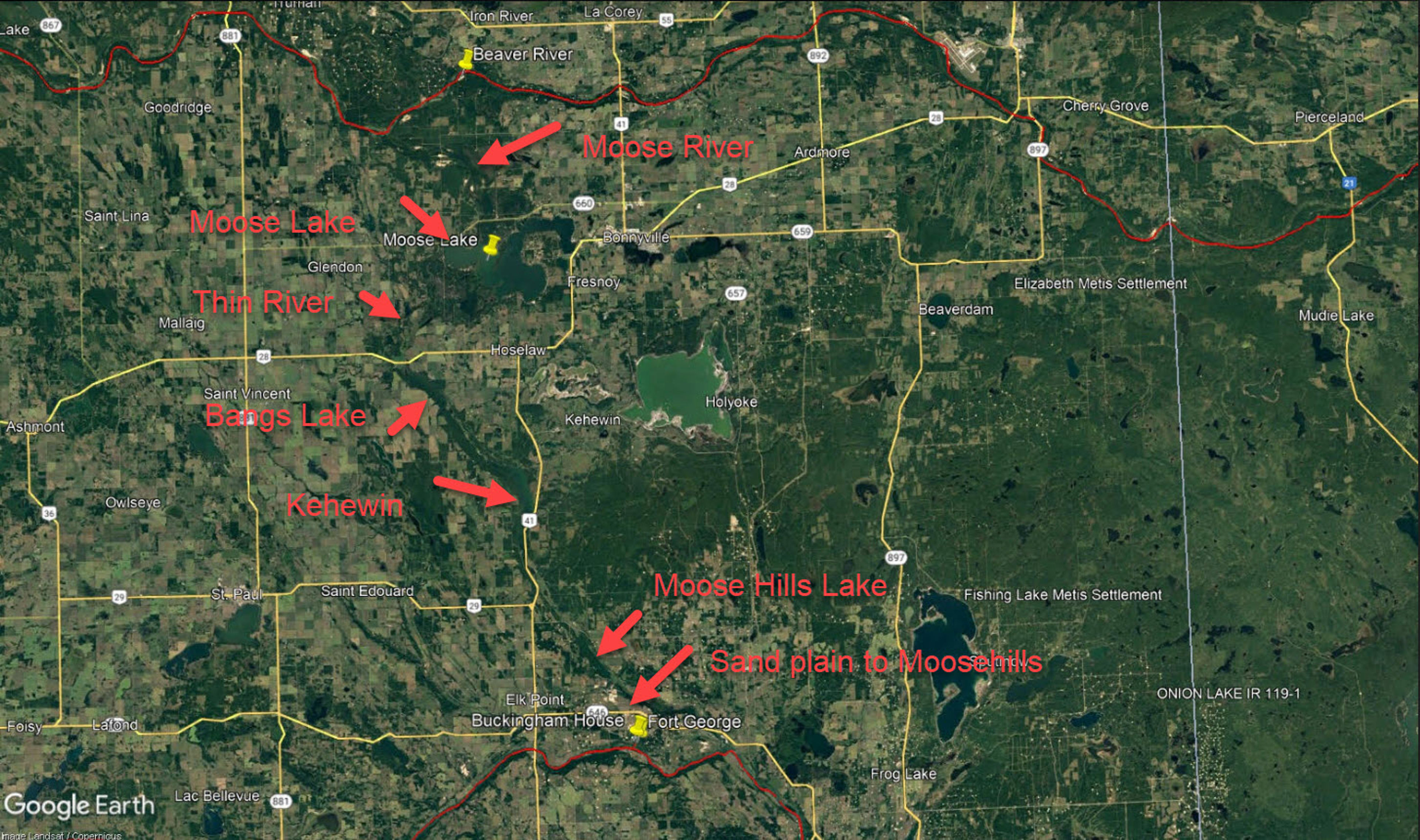 Overland Route from Shaw House to Fort George