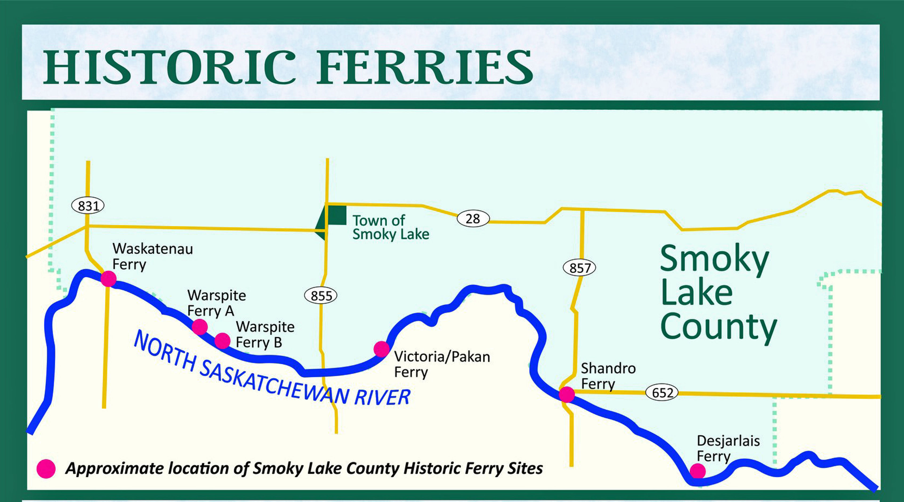 Map of Ferries in Smoky Lake Area