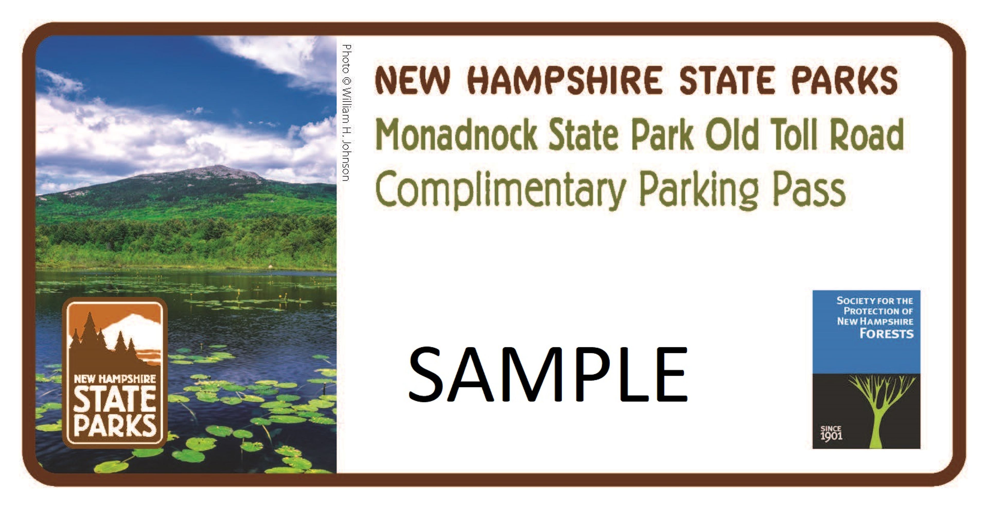 A parking pass for Monadnock- sample.