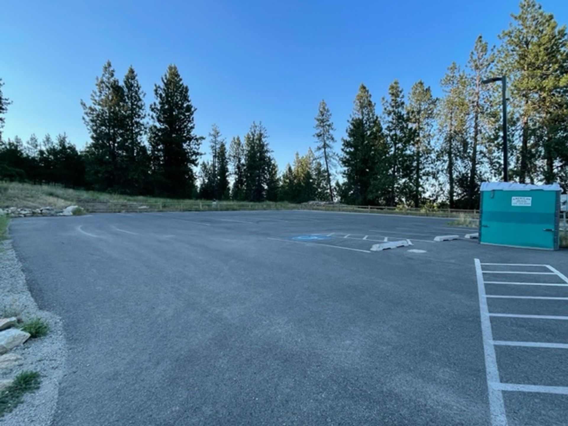 Phillips Creek Trailhead parking lot and restroom