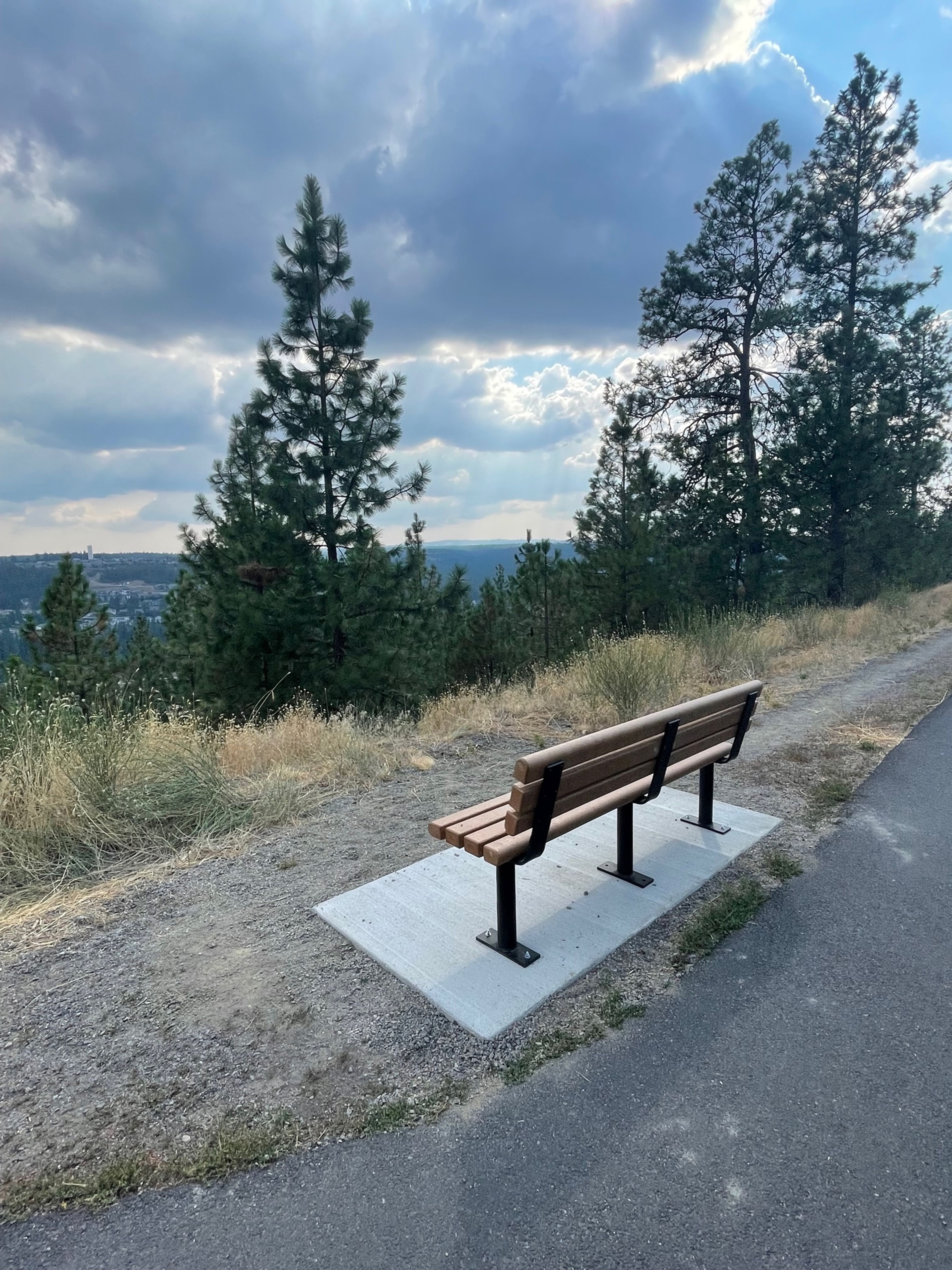 Great bench along High Drive with wonderful views of the Bluff!