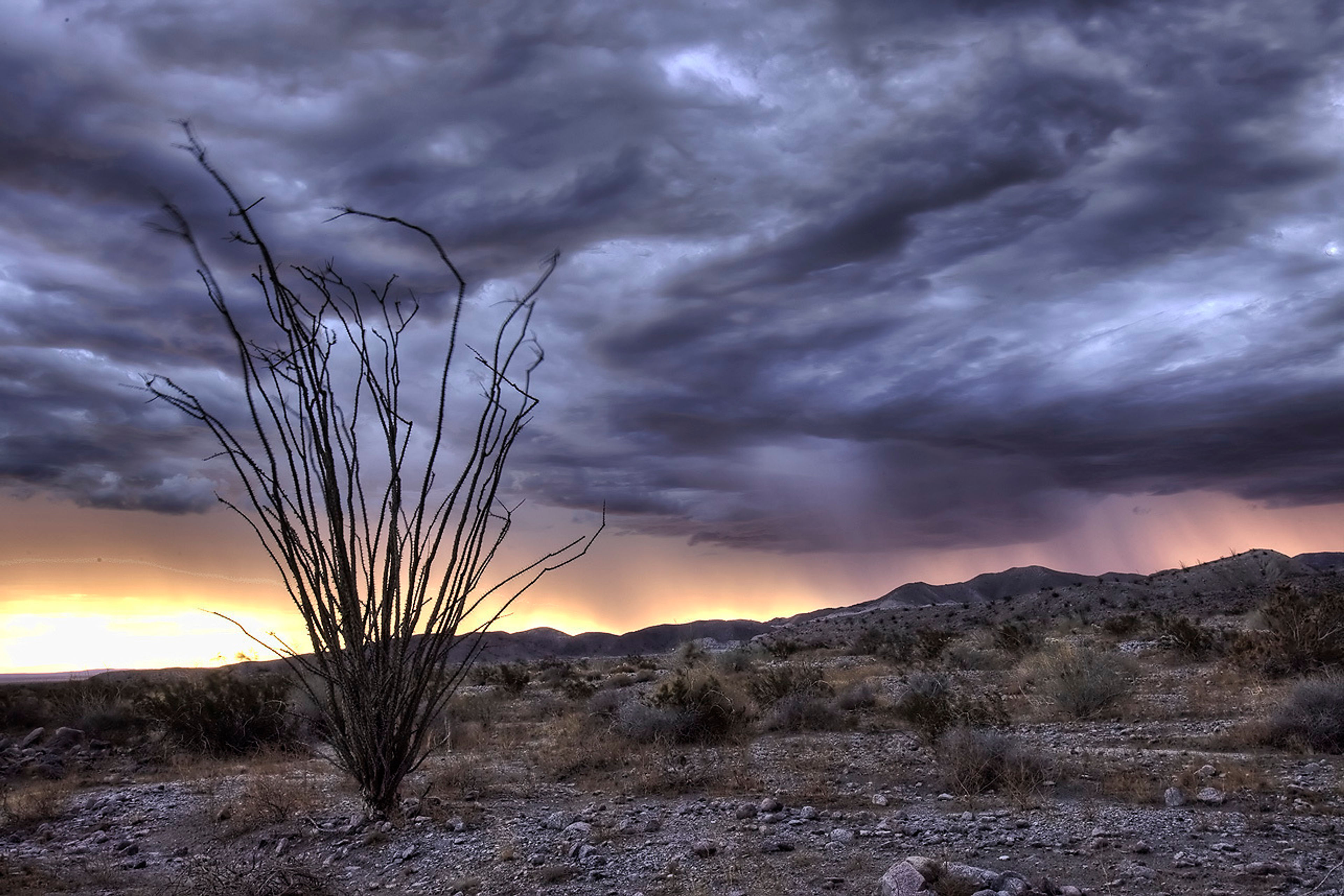 Lightning and rain near Ocotillo Wells