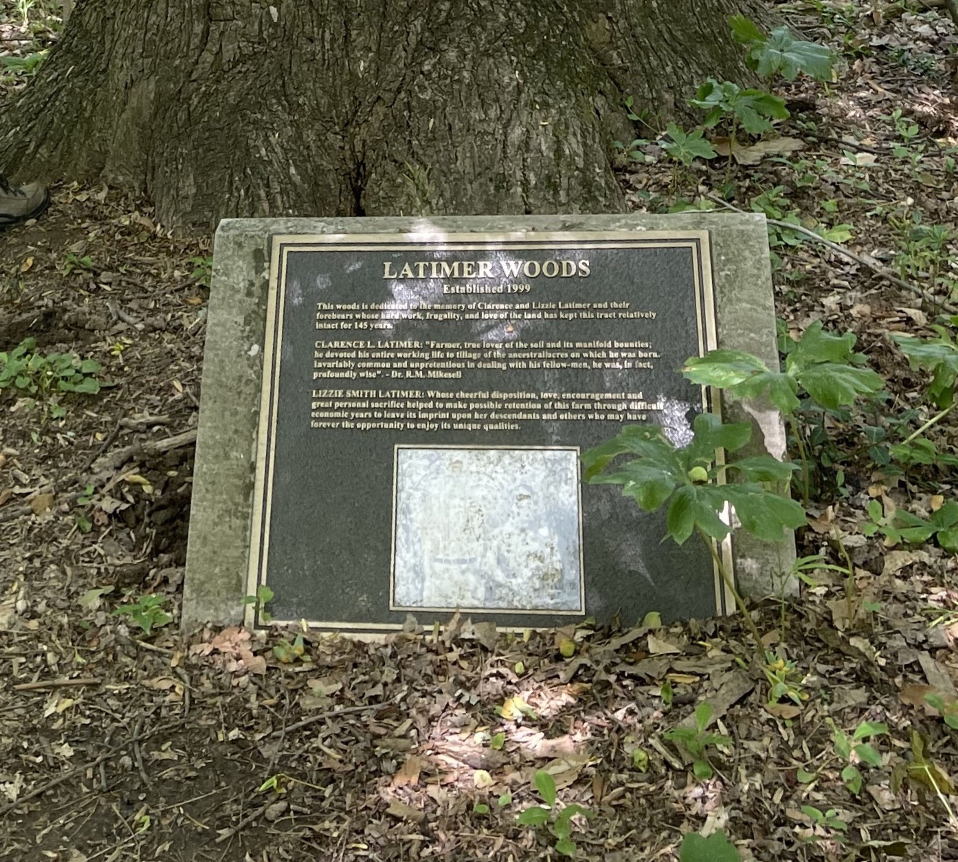 Latimer Woods Plaque