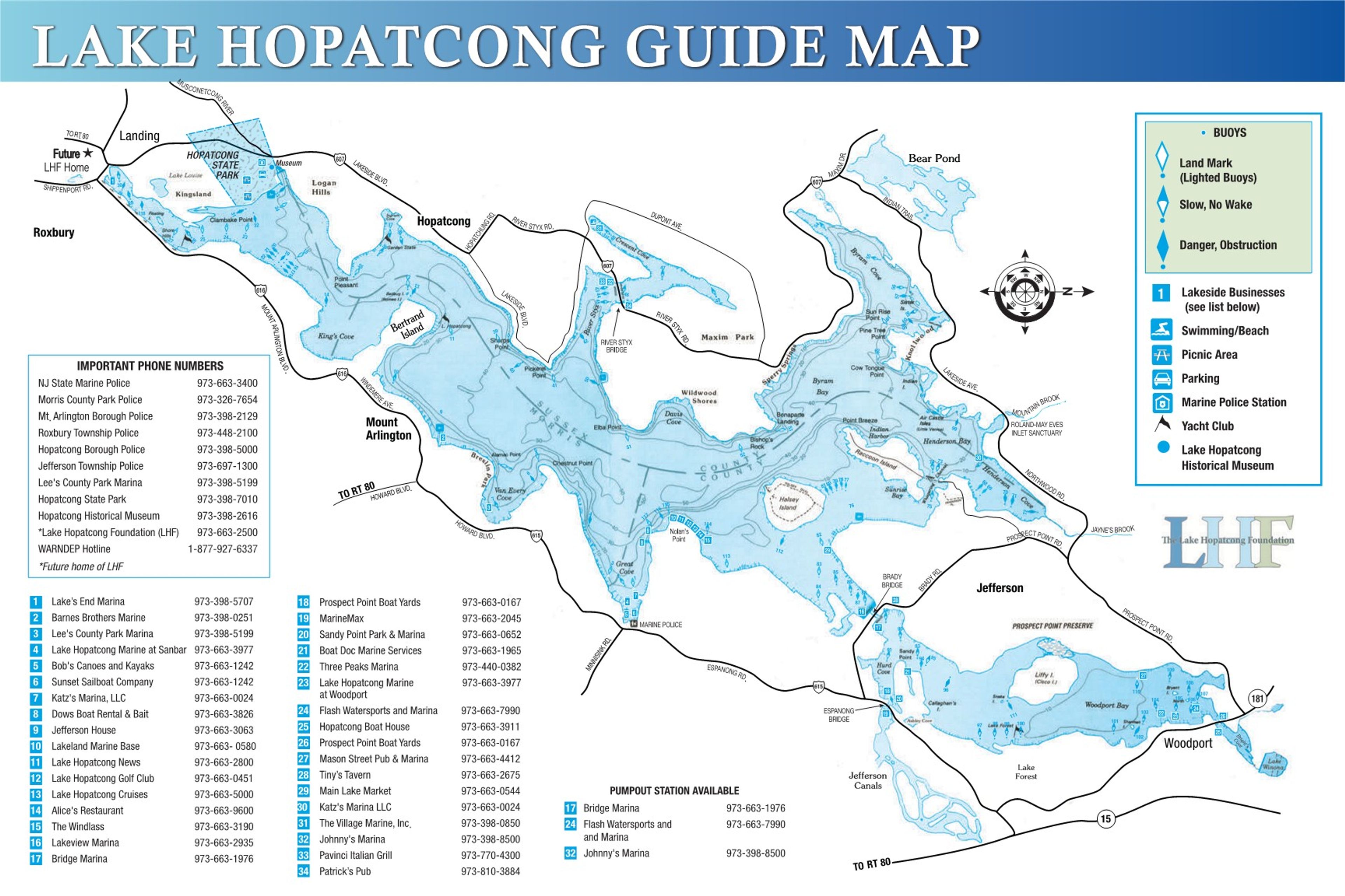 Lake Hopatcong Guide Map