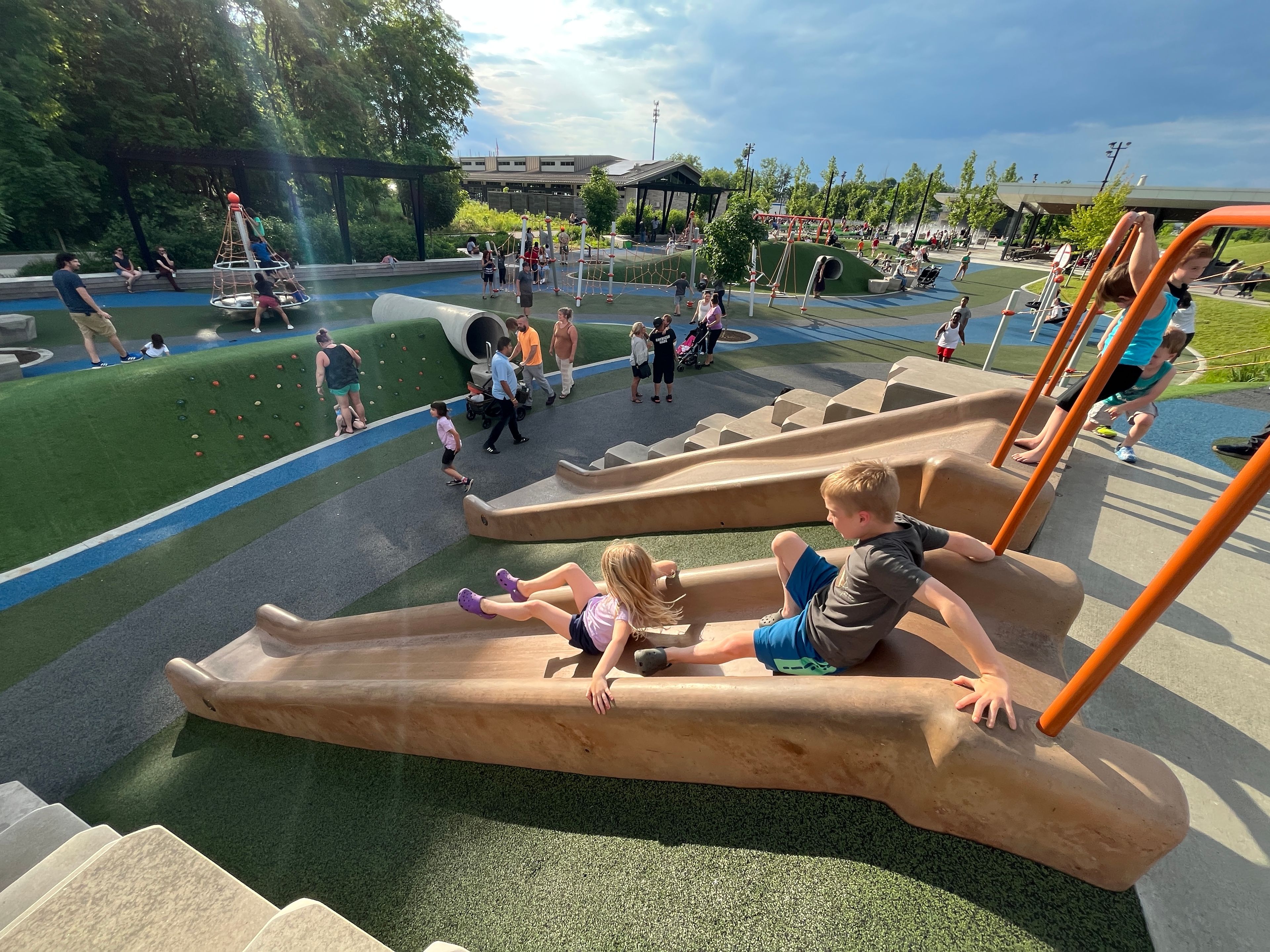 Children playing on Switchyard Park Playground