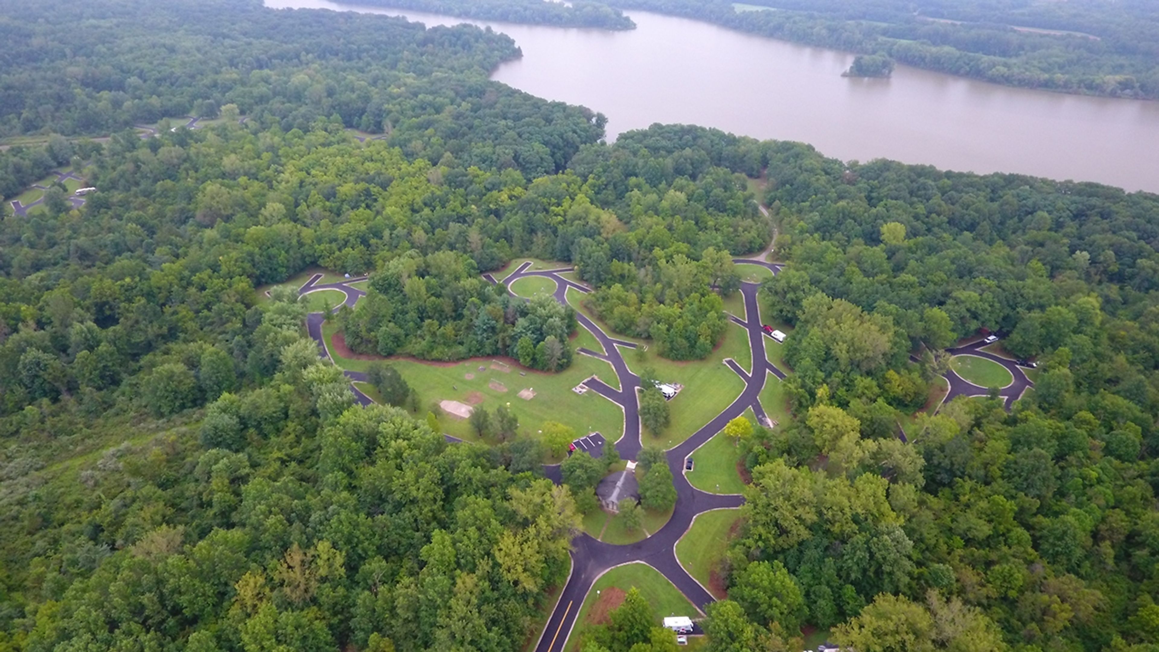 Aerial view of Delaware State Park campground