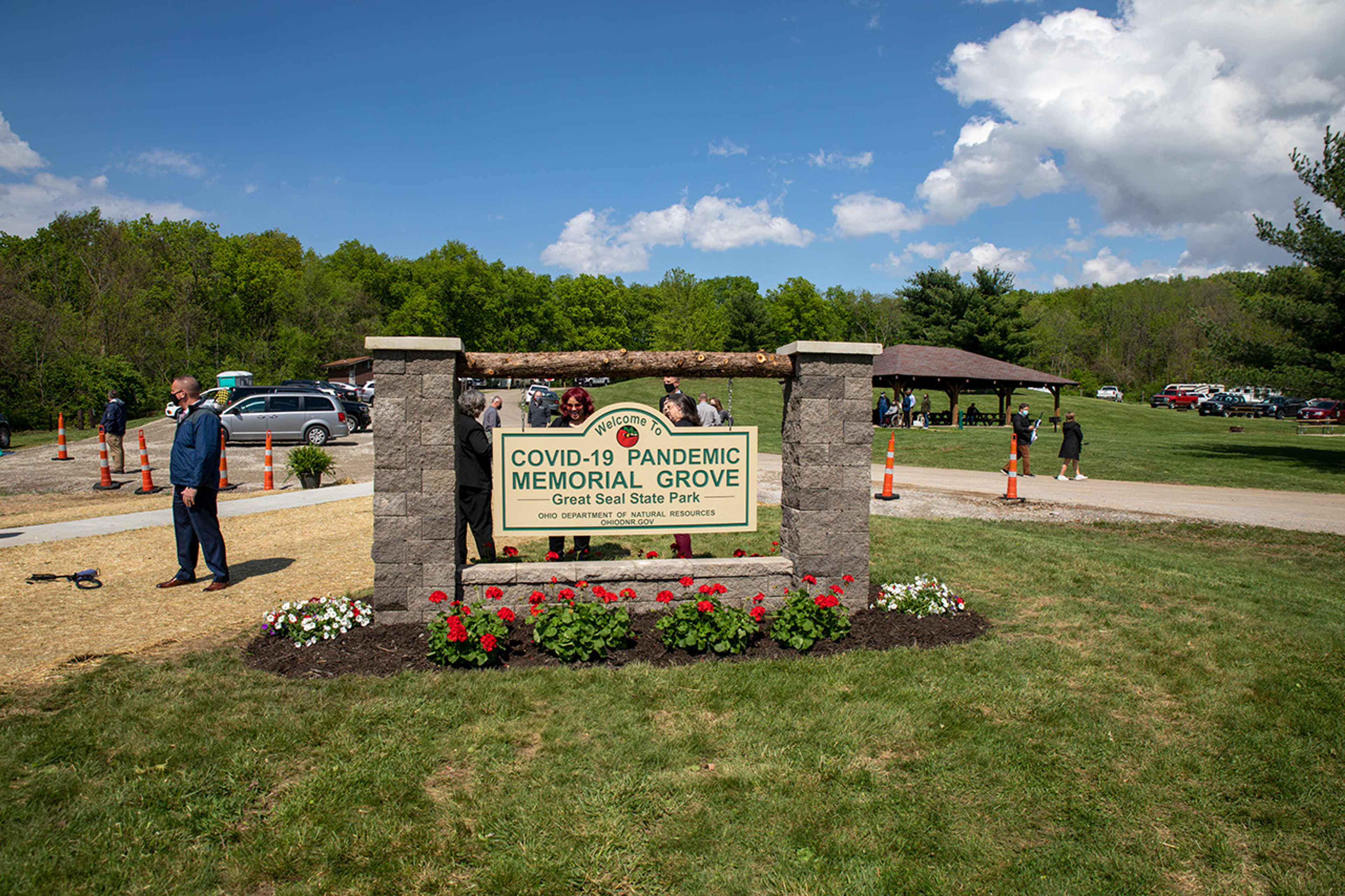 Sign at the entrance of the COVID-19 Memorial Grove at Great Seal State Park