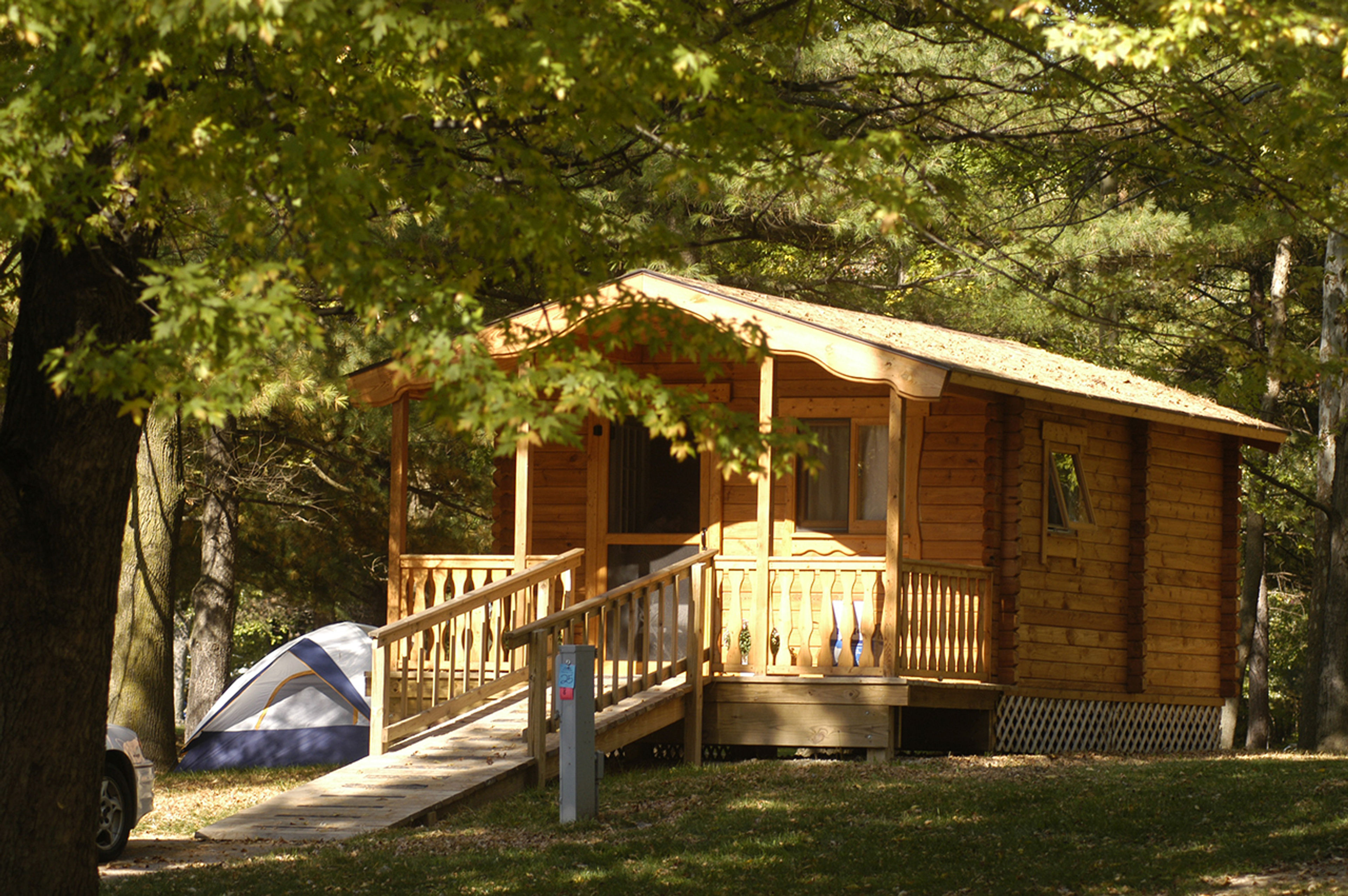 Cabin in the woods at Harrison Lake State Park