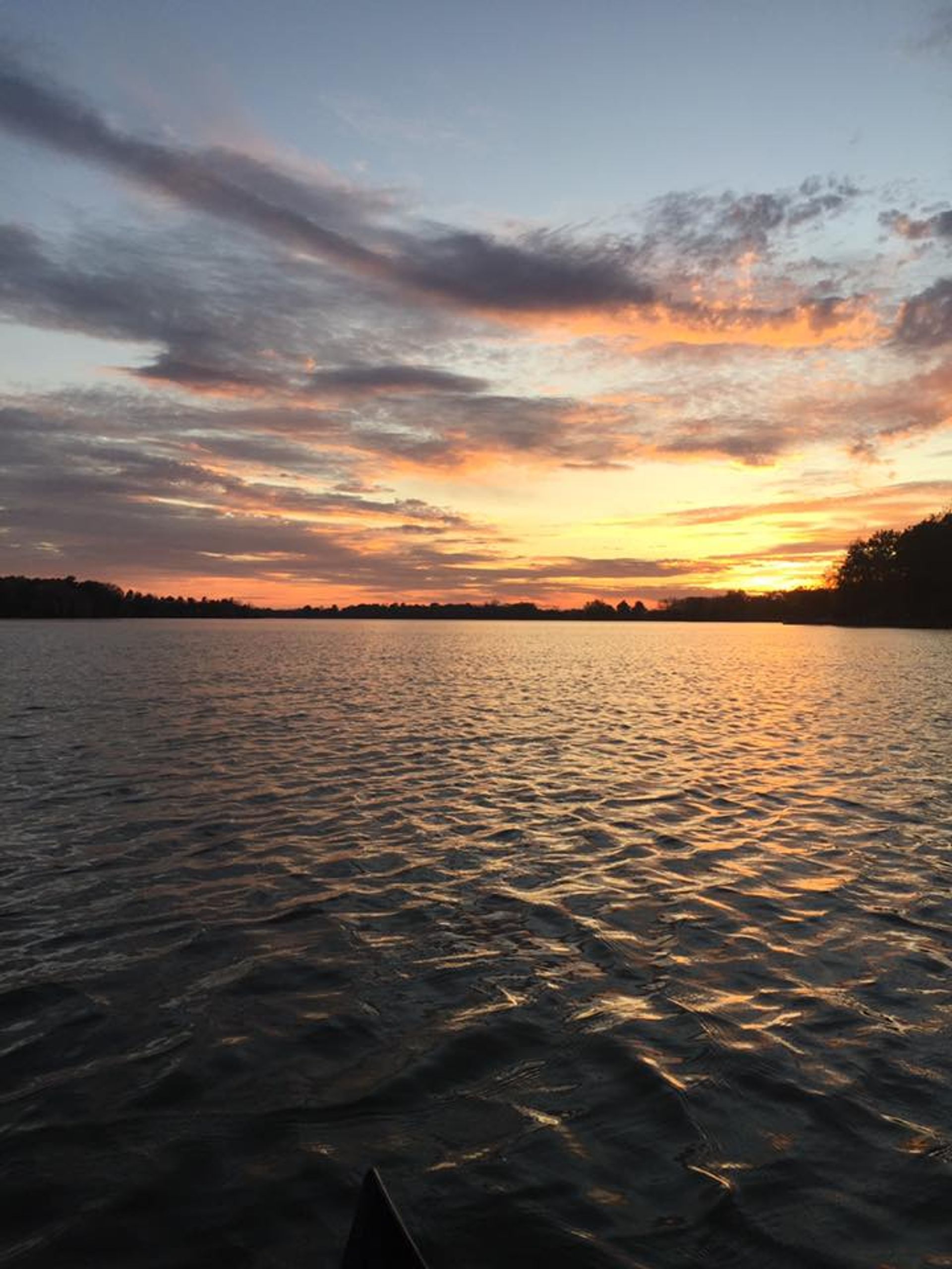 Sun setting behind trees at Lake Loramie State Park