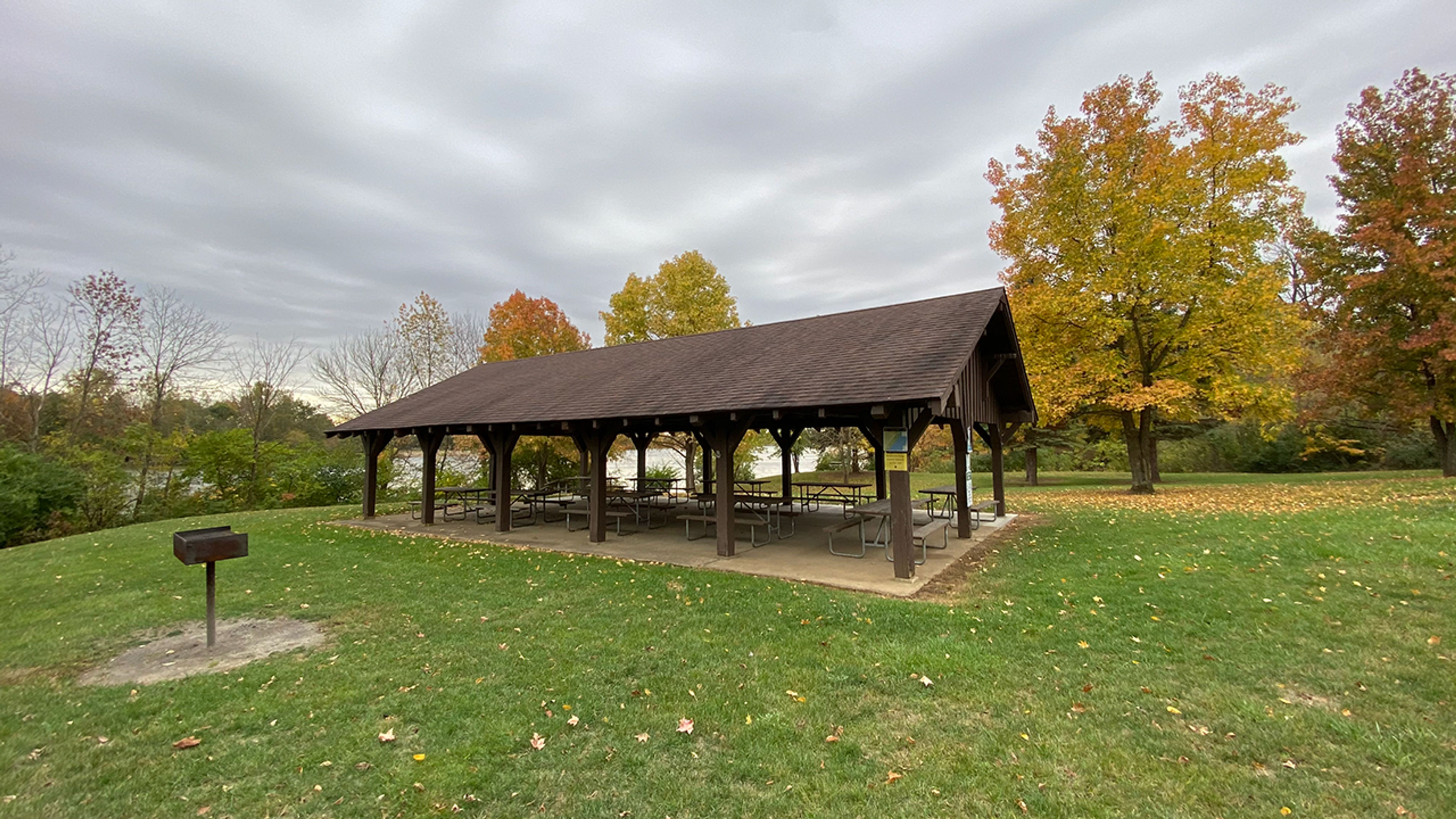 Shelter house in an open field at Madison Lake State Park