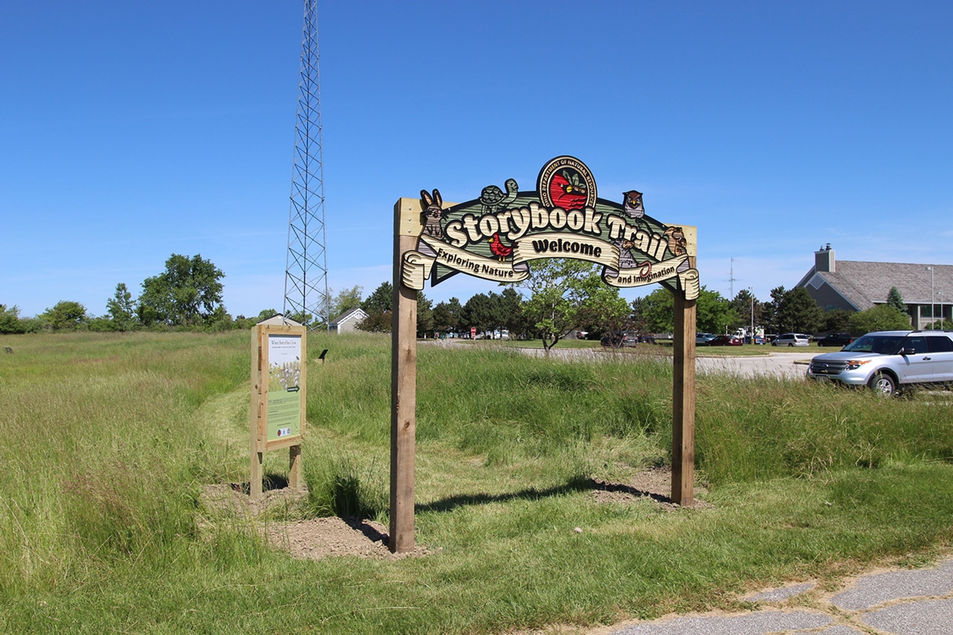 A sign at the Storybook Trail trailhead at Maumee Bay State Park