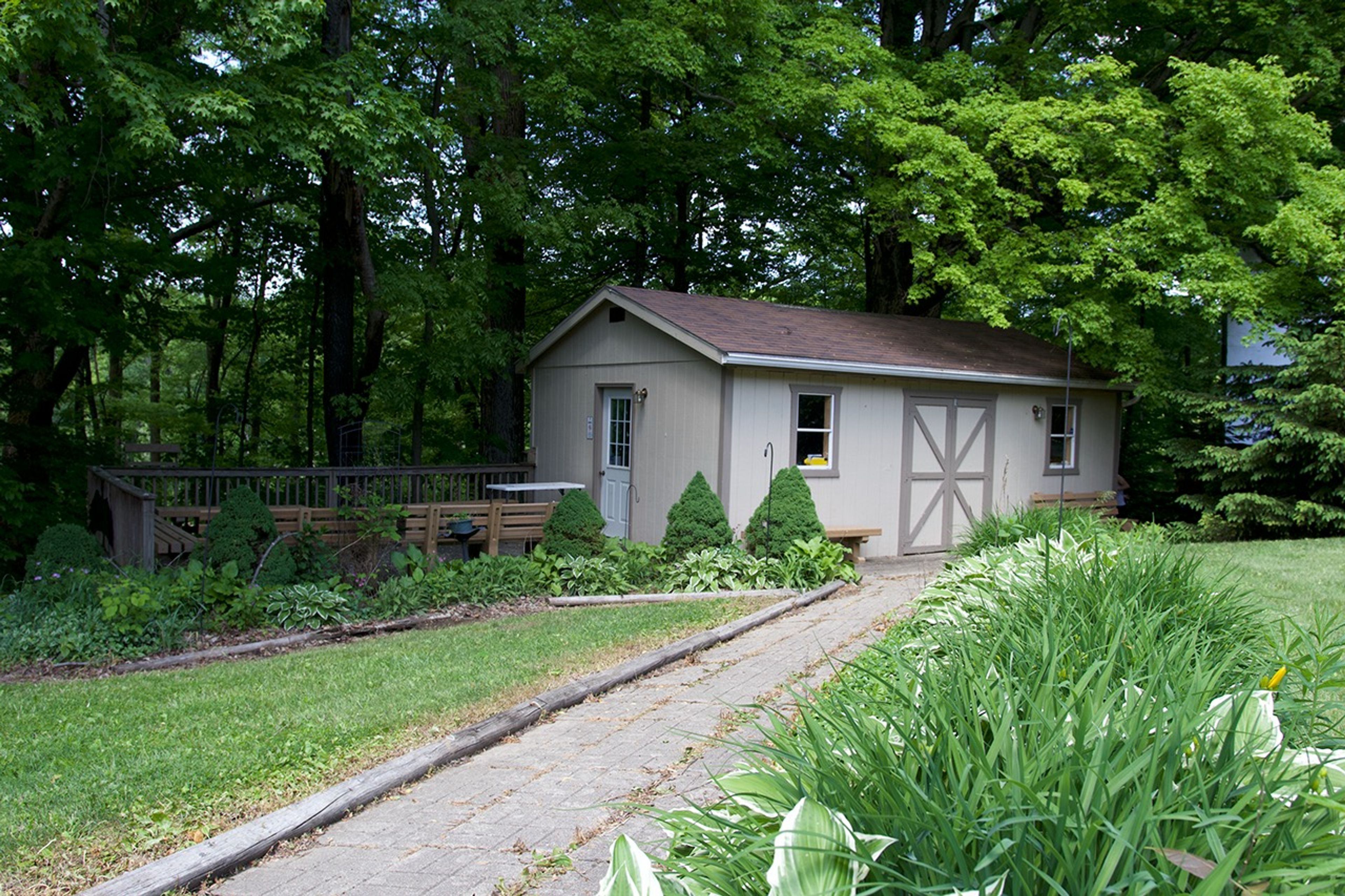 A small shed in the woods at Mt. Gilead State Park