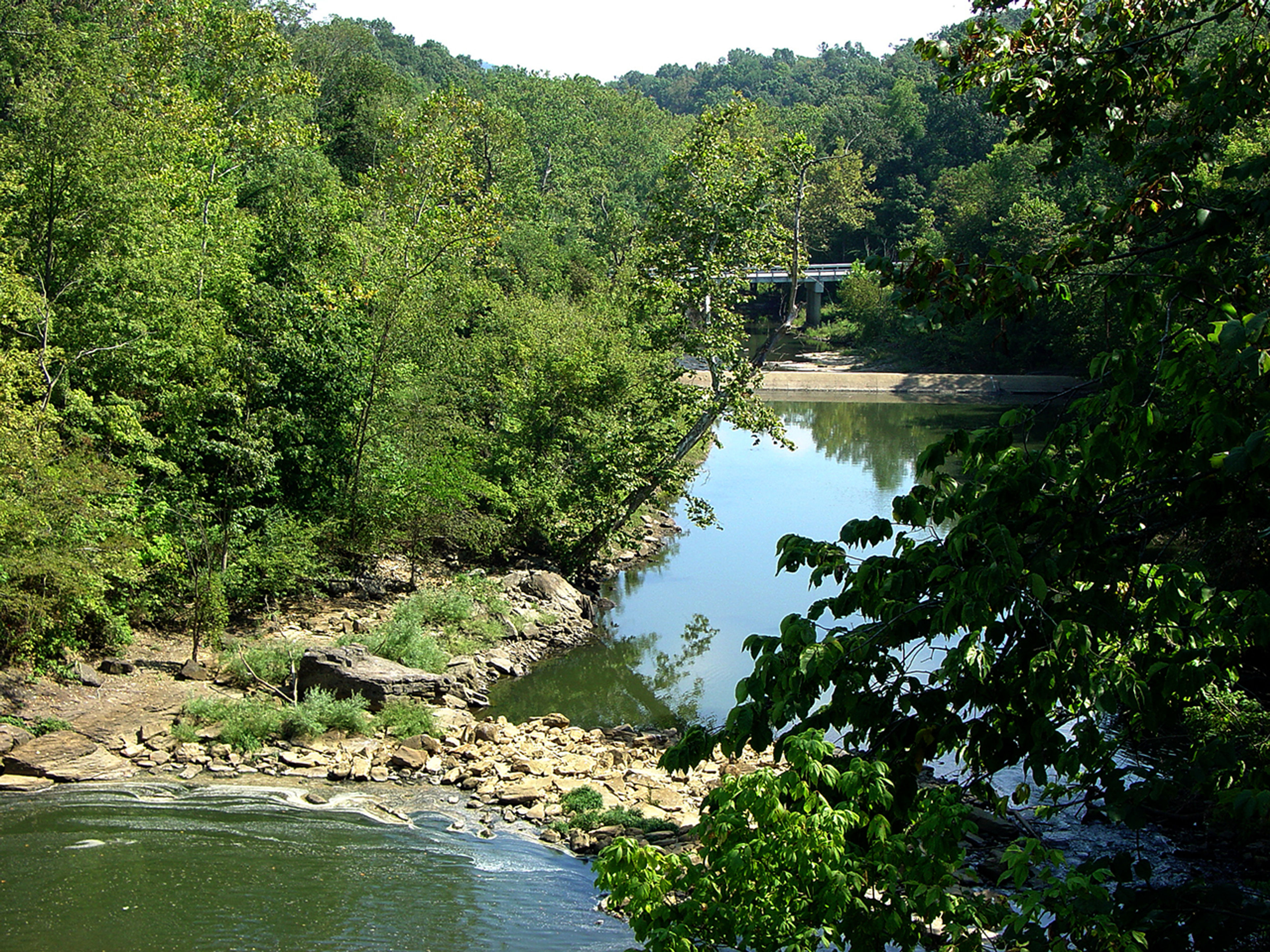 A river with trees around it at Rocky Fork State Park