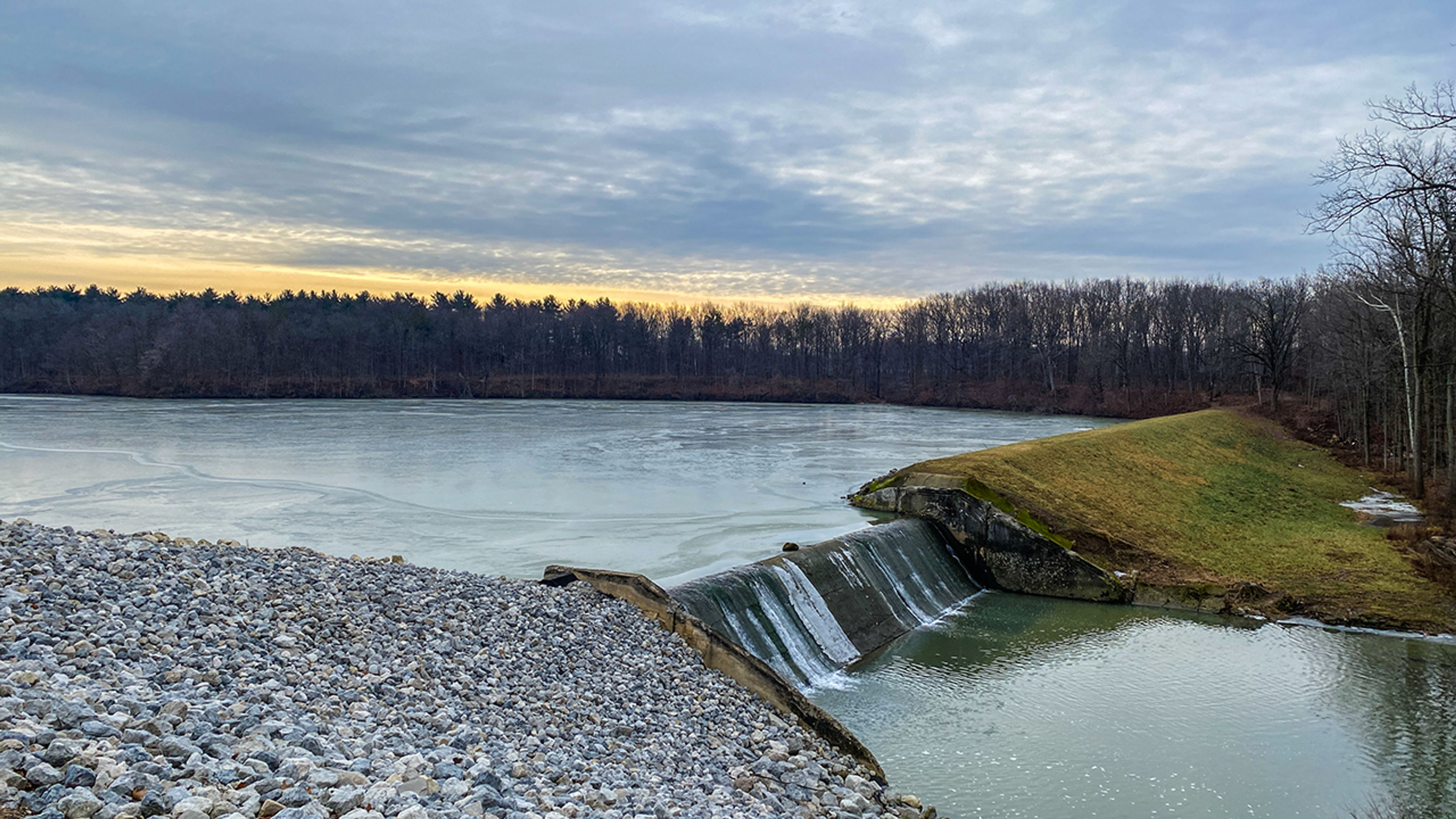 A dam on a river at Van Buren State Park