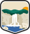 An illustrated badge for the Arkansas community featuring a tall rock formation with a waterfall, set against a backdrop of forested hills.
